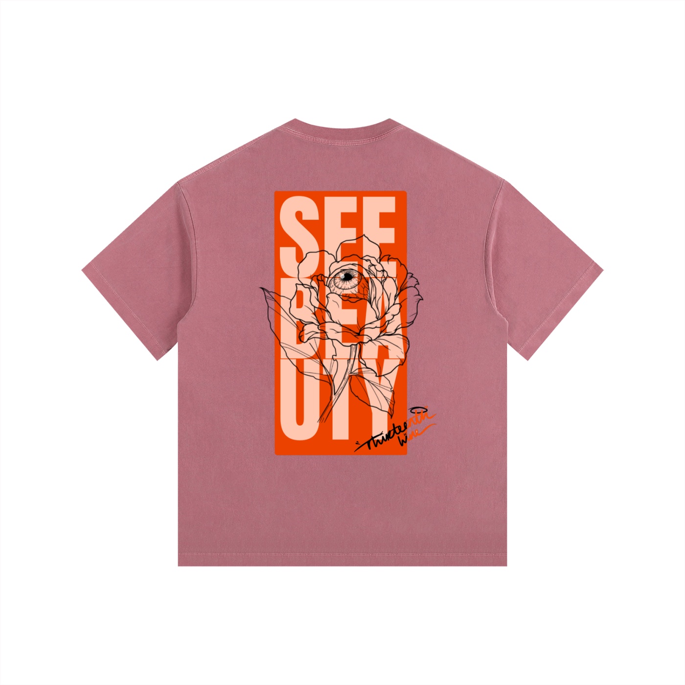 ”SEE BEAUTY” Vintage Washed Oversized Cotton T-Shirt - Image 14