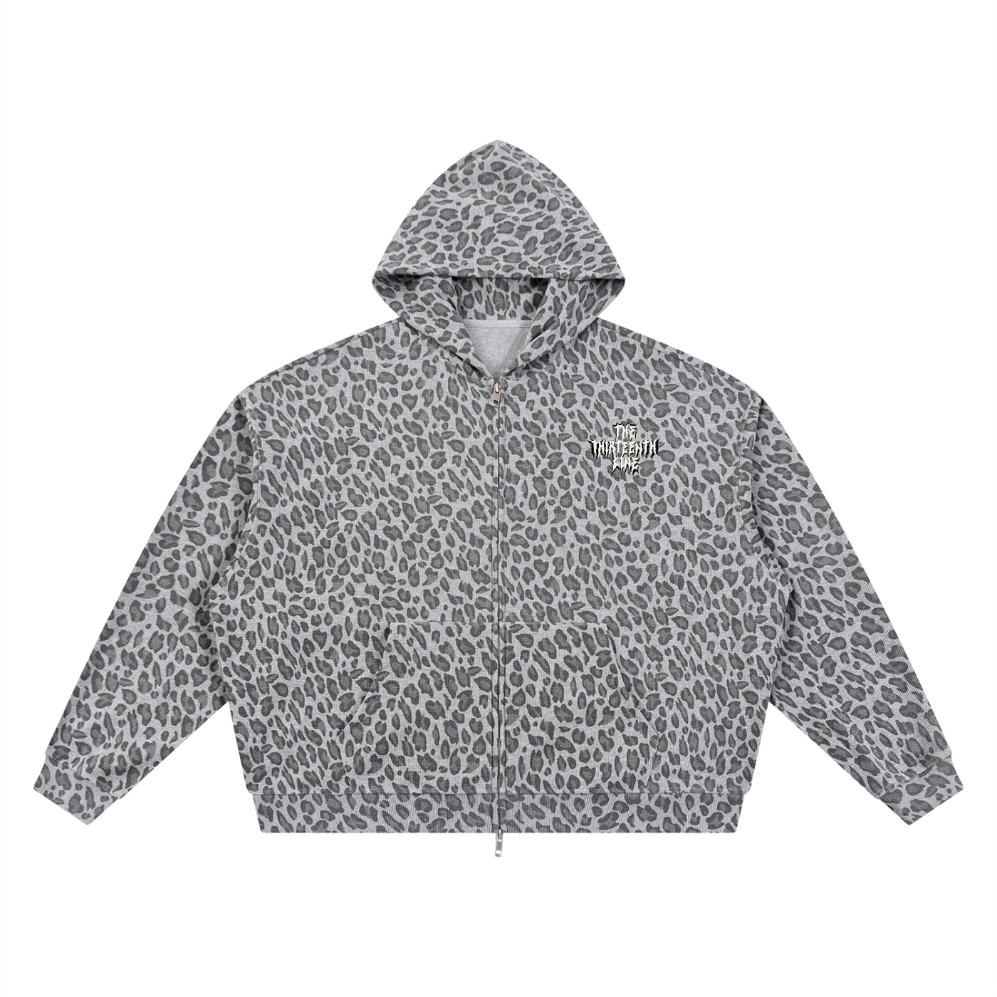 ”PINK PANTHER” Unisex Leopard Print Waffle Full Zip Hoodie - Image 3