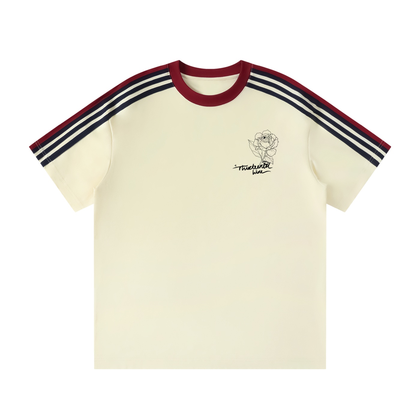 “90s BLOOM” Unisex Colorblock Striped T-Shirt - Image 3