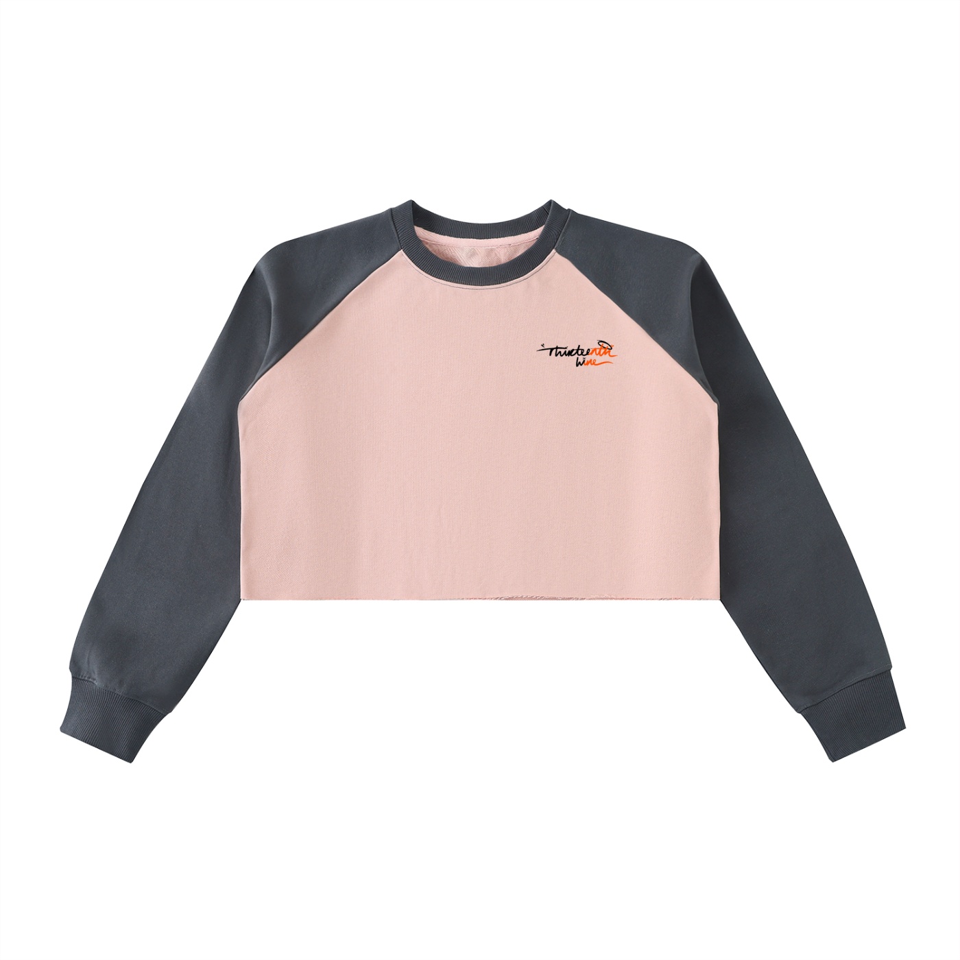 ”SEE BEAUTY” Raw-Hem Color-Block Raglan Crop Sweatshirt - Image 4