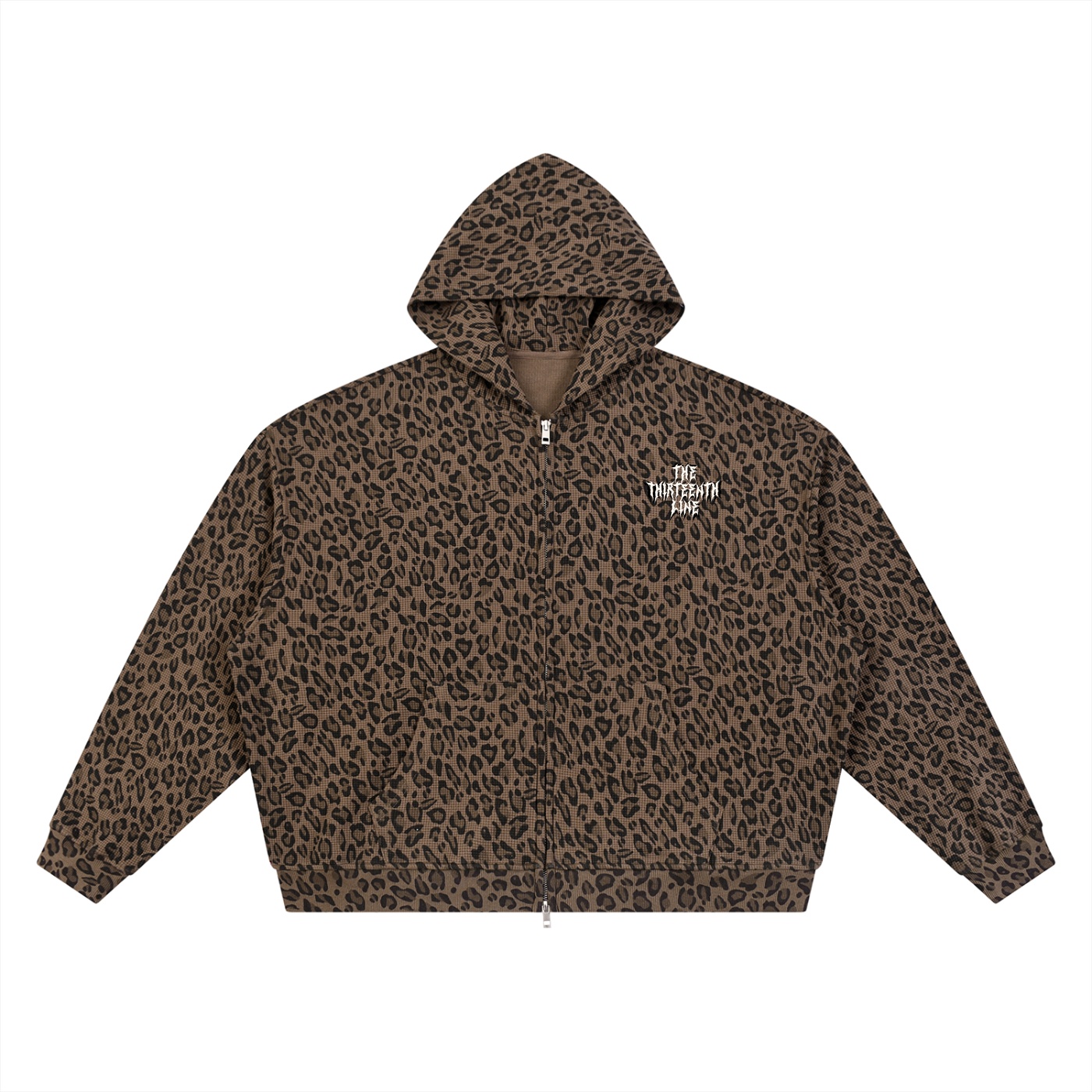 ”PINK PANTHER” Unisex Leopard Print Waffle Full Zip Hoodie - Image 5