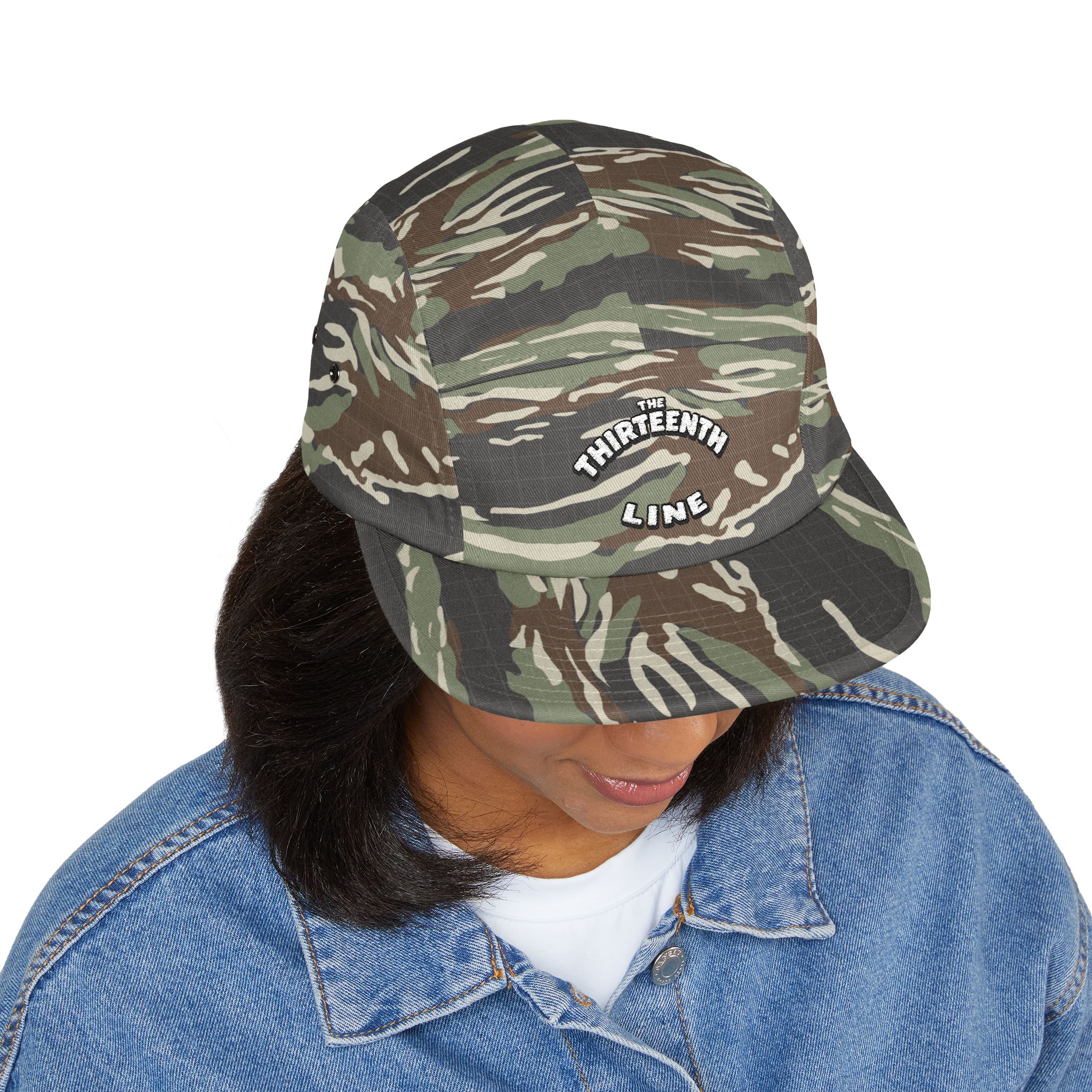 The Thirteenth Line embroidered 5 Panel Cap | khaki cotton hat - Image 12