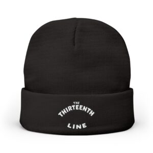 Embroidered 'The Thirteenth Line' Knit Beanie — Cozy Winter Hat