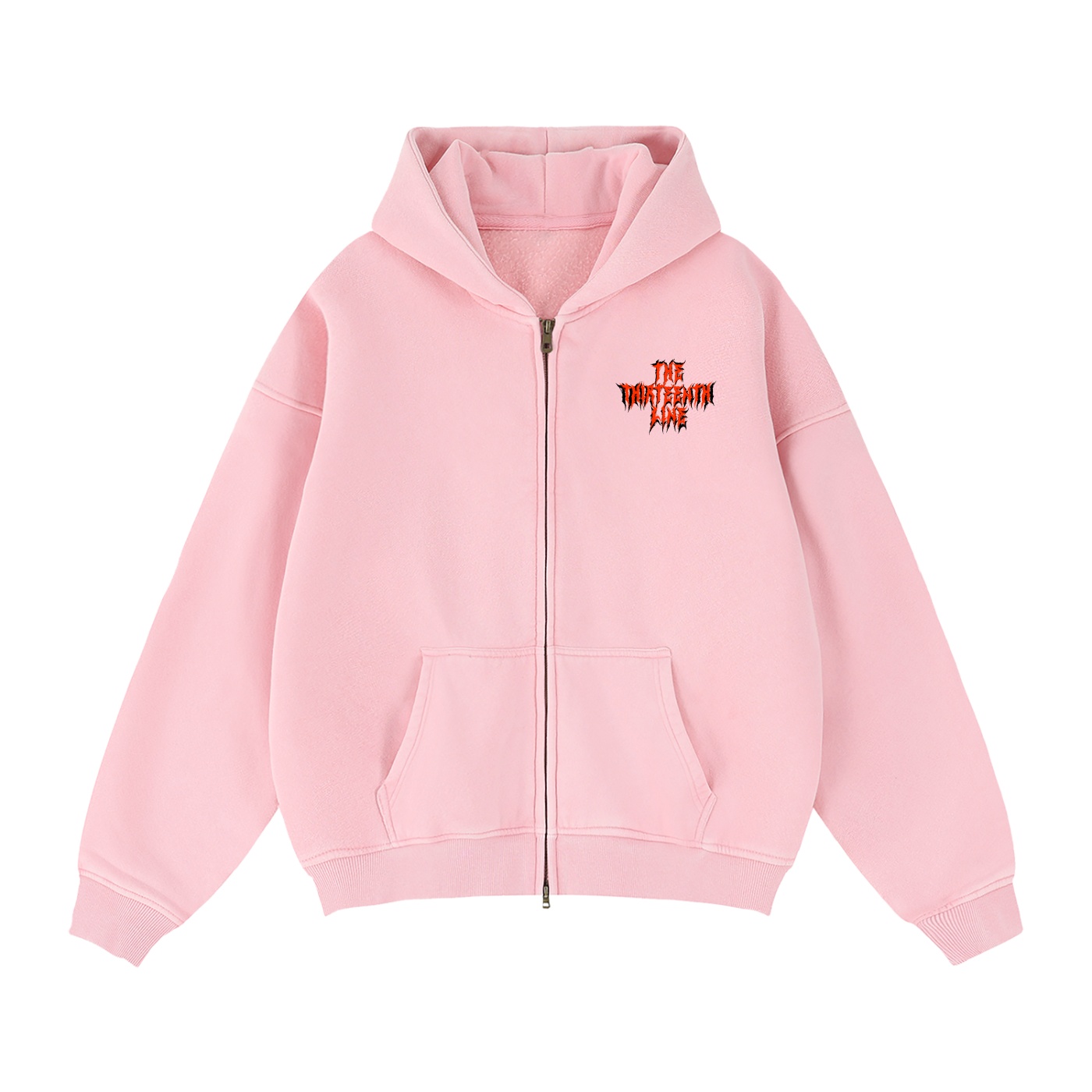 “OG RED SKULL” Zip-Through Boxy Fleece Hoodie - Image 11