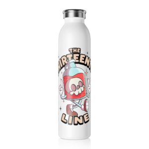 “BOTTLE BRAIN” Slim Water Bottle — Retro Skull Cartoon 'The Thirteenth Line' Stainless Steel Bottle