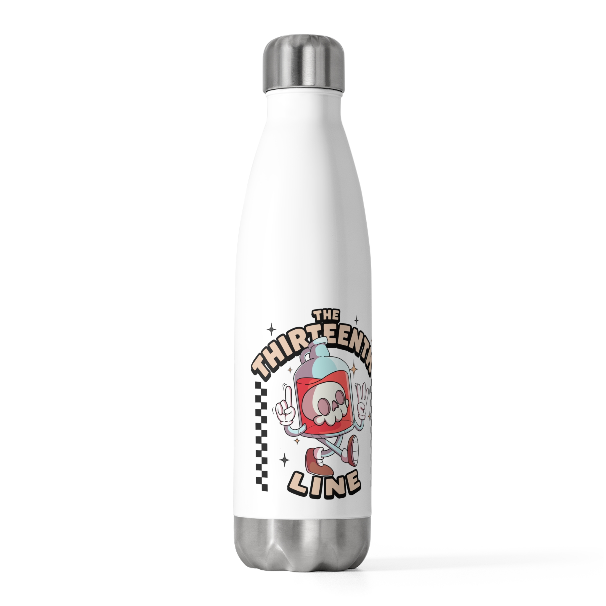 “BOTTLE BRAIN” 20oz Insulated Bottle — 'The Thirteenth Line' Retro Skate Water Bottle - Image 3