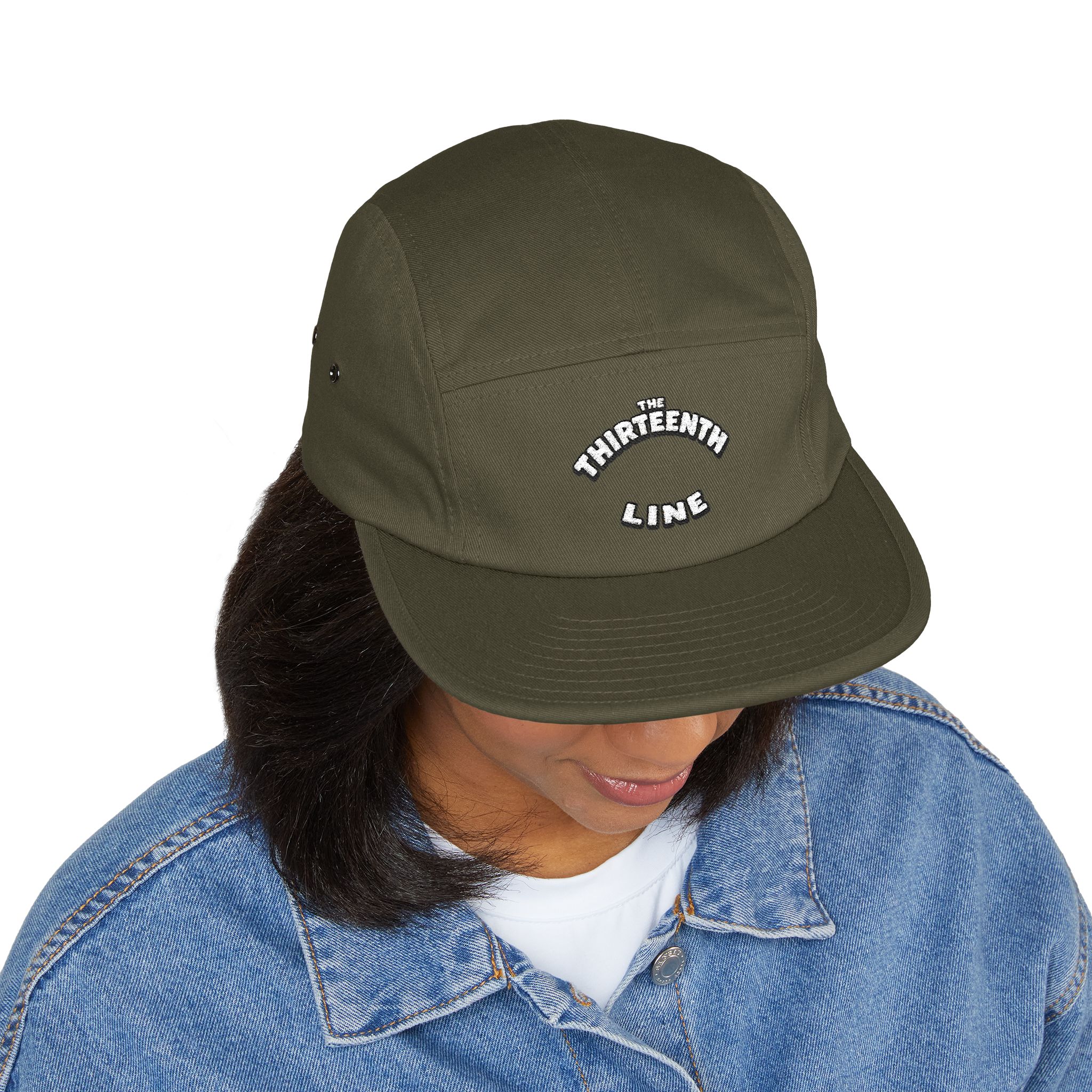 The Thirteenth Line embroidered 5 Panel Cap | khaki cotton hat - Image 8