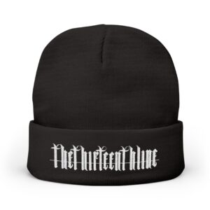 “OG FONT”Embroidered Gothic Script Beanie – Knit Cuffed Winter Hat