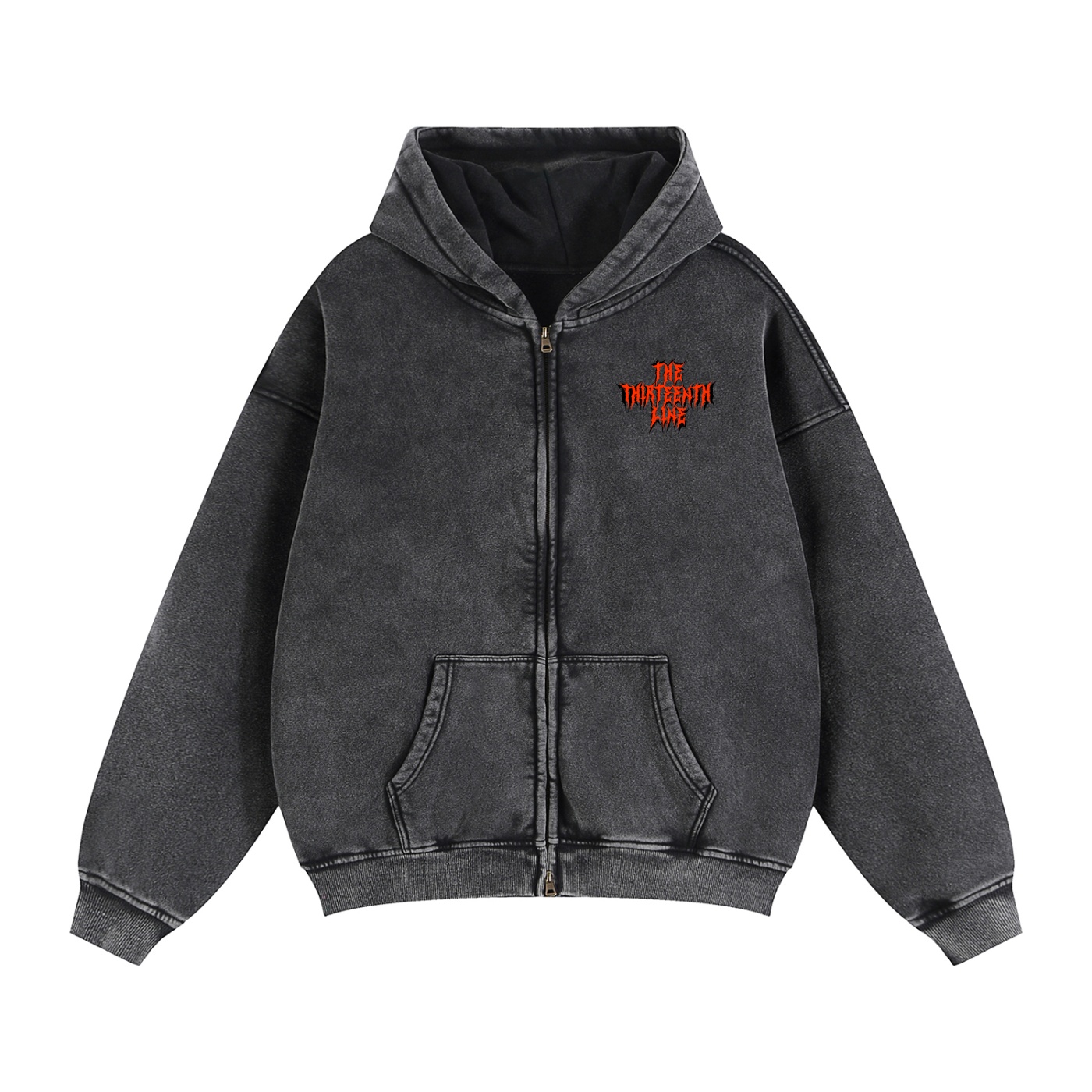 “OG RED SKULL” Zip-Through Boxy Fleece Hoodie - Image 15