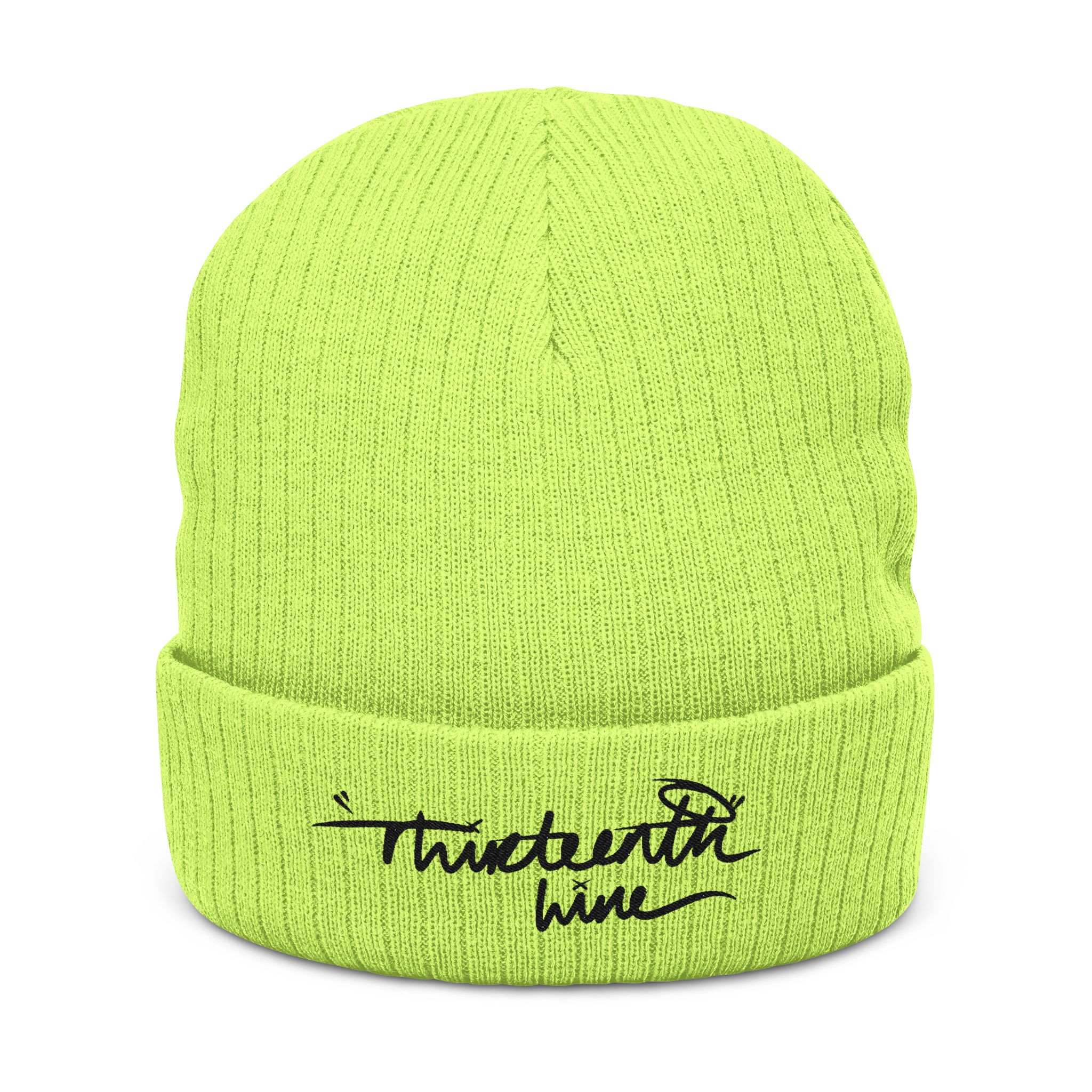 “Hand written”Embroidered Ribbed Knit Beanie — Cozy Winter Cuffed Hat - Image 9