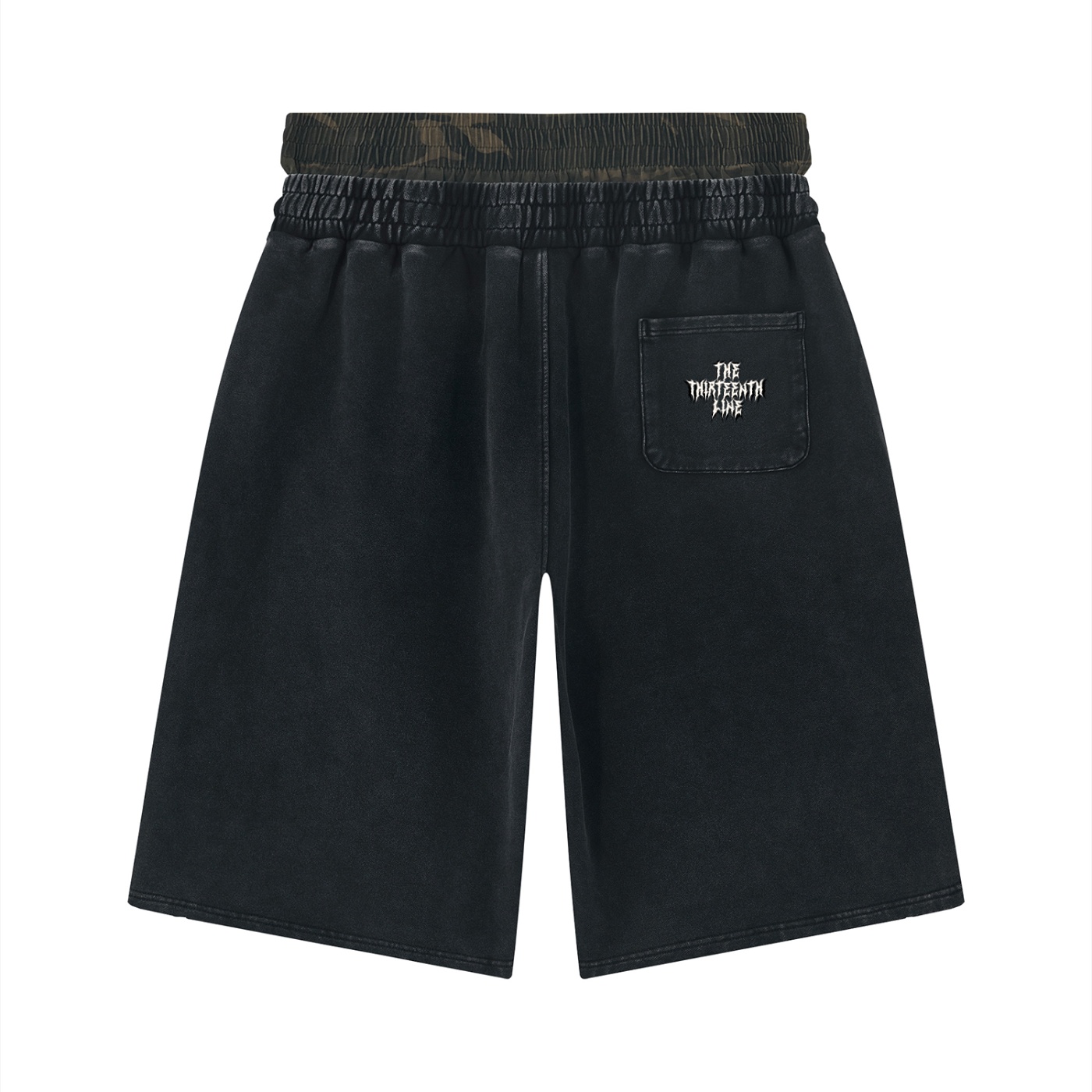 ”13” Unisex Vintage Wash Distressed Wide Leg Shorts - Image 2