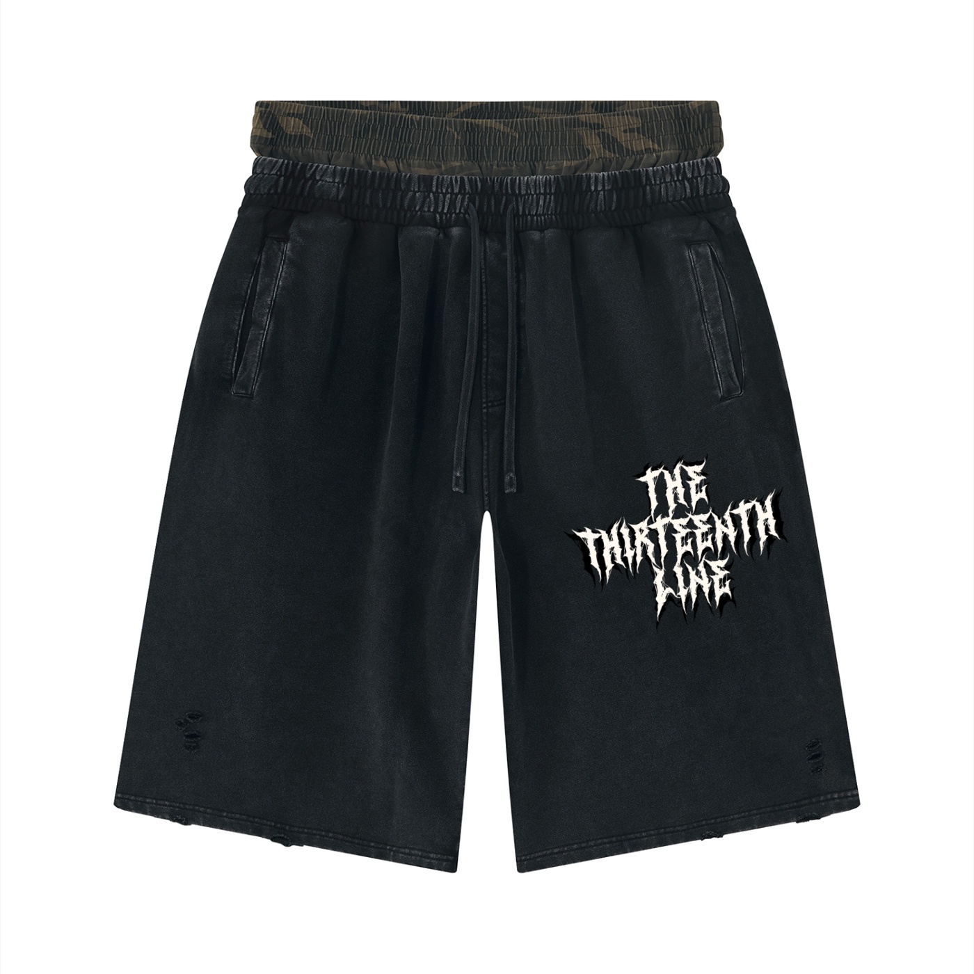 ”13” Unisex Vintage Wash Distressed Wide Leg Shorts