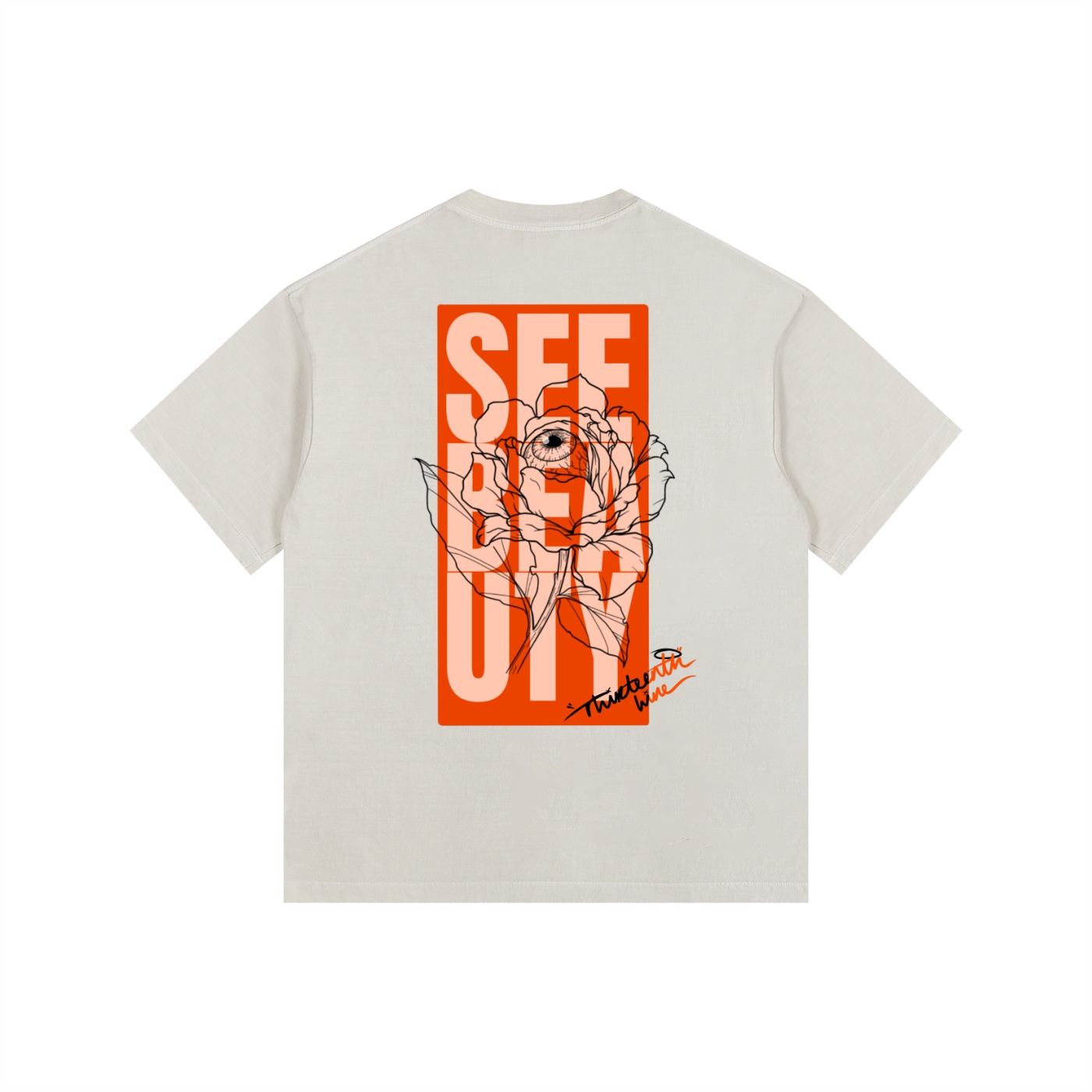 ”SEE BEAUTY” Vintage Washed Oversized Cotton T-Shirt - Image 2