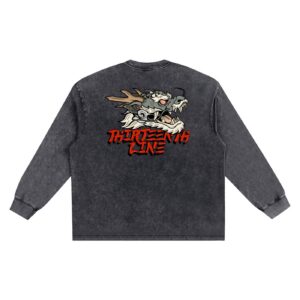 ”TATTOO DRAGON” Snow Washed Frayed Edge T-Shirt