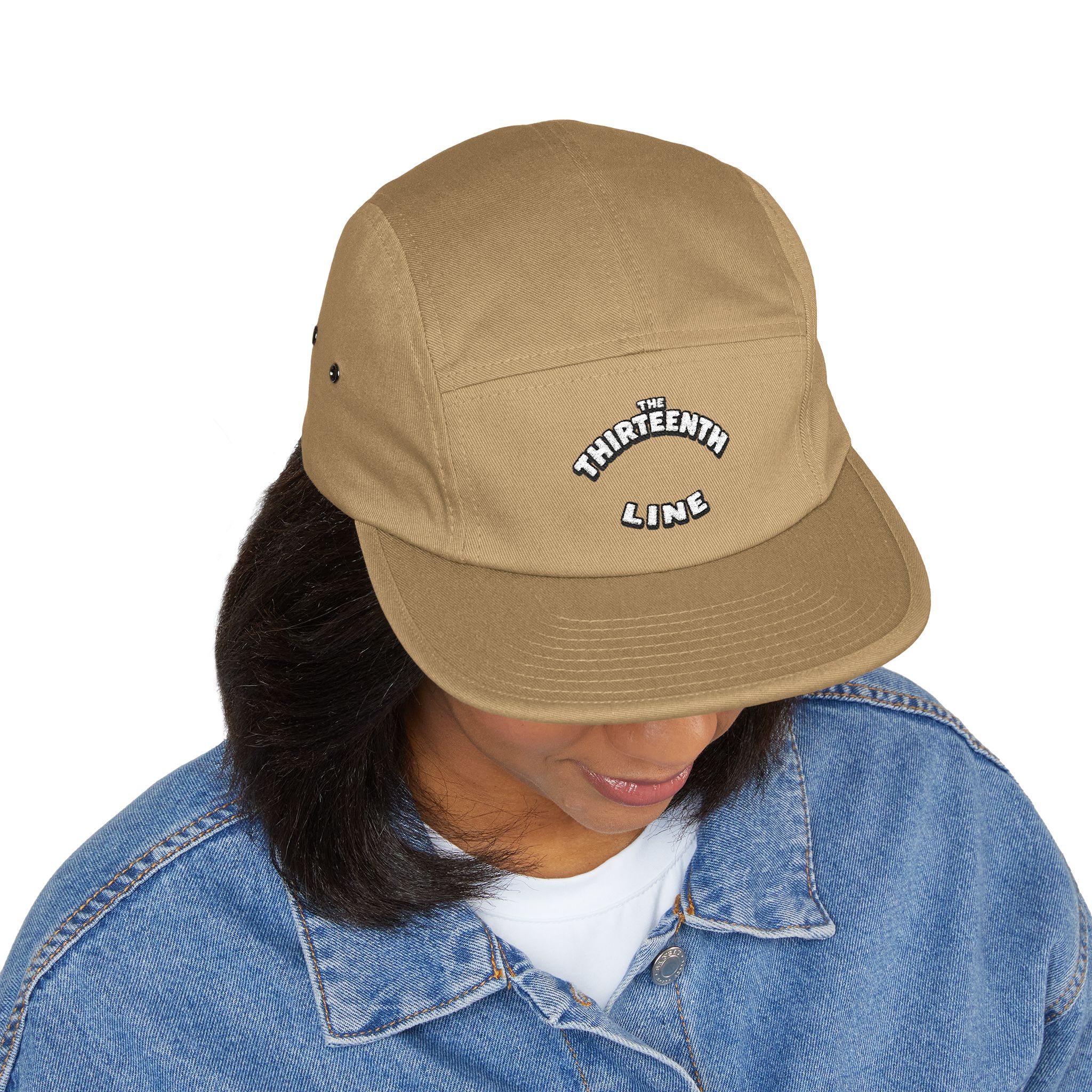 The Thirteenth Line embroidered 5 Panel Cap | khaki cotton hat - Image 4