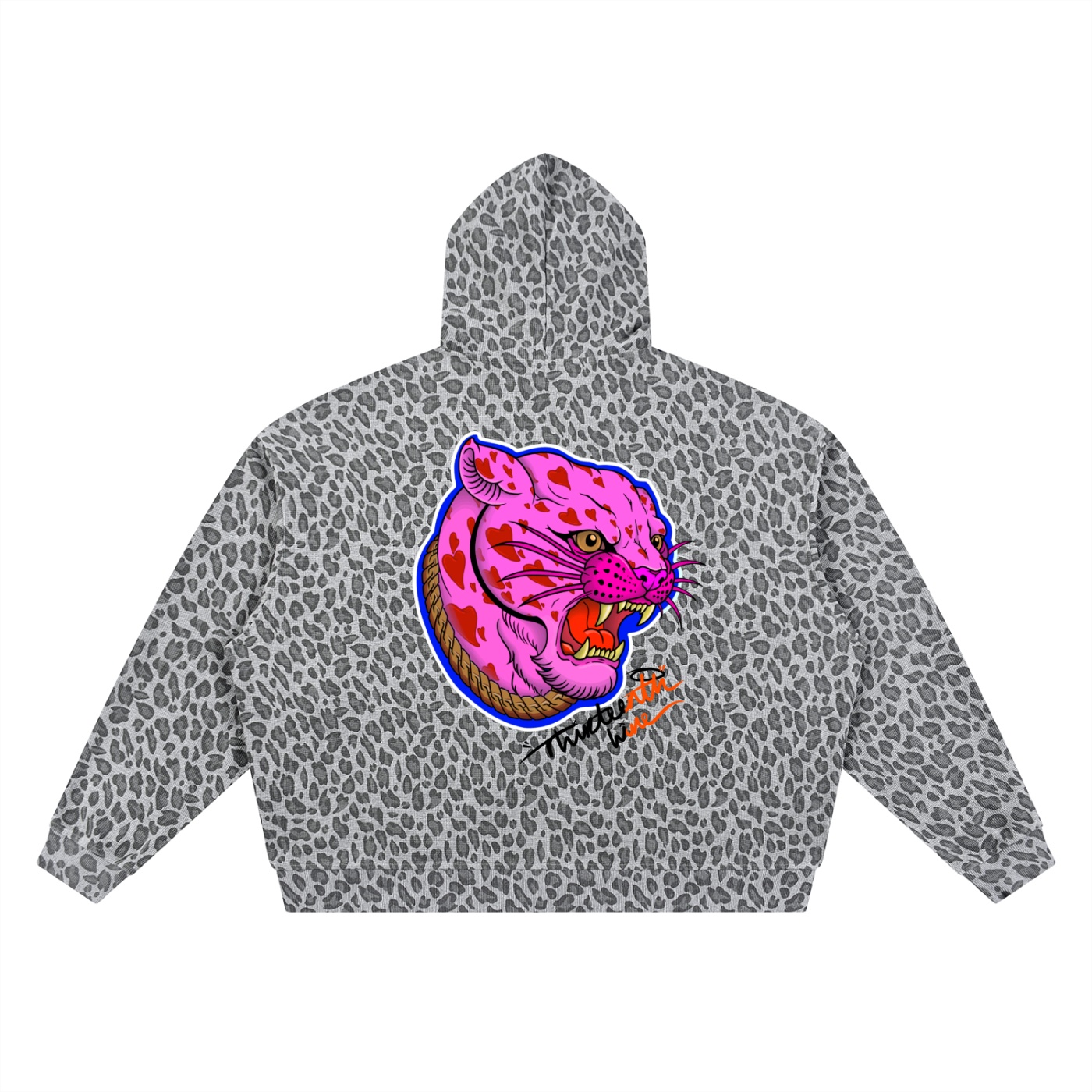 ”PINK PANTHER” Unisex Leopard Print Waffle Full Zip Hoodie - Image 4