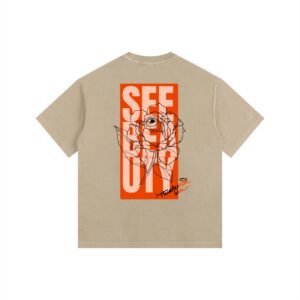 ”SEE BEAUTY” Vintage Washed Oversized Cotton T-Shirt