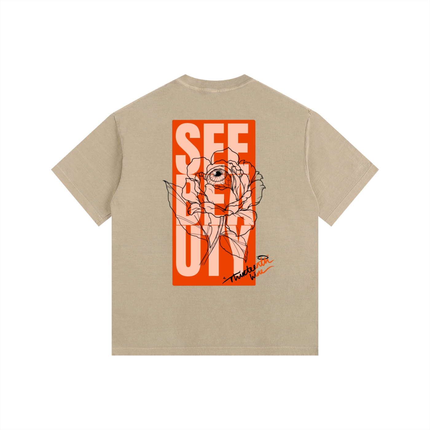 ”SEE BEAUTY” Vintage Washed Oversized Cotton T-Shirt