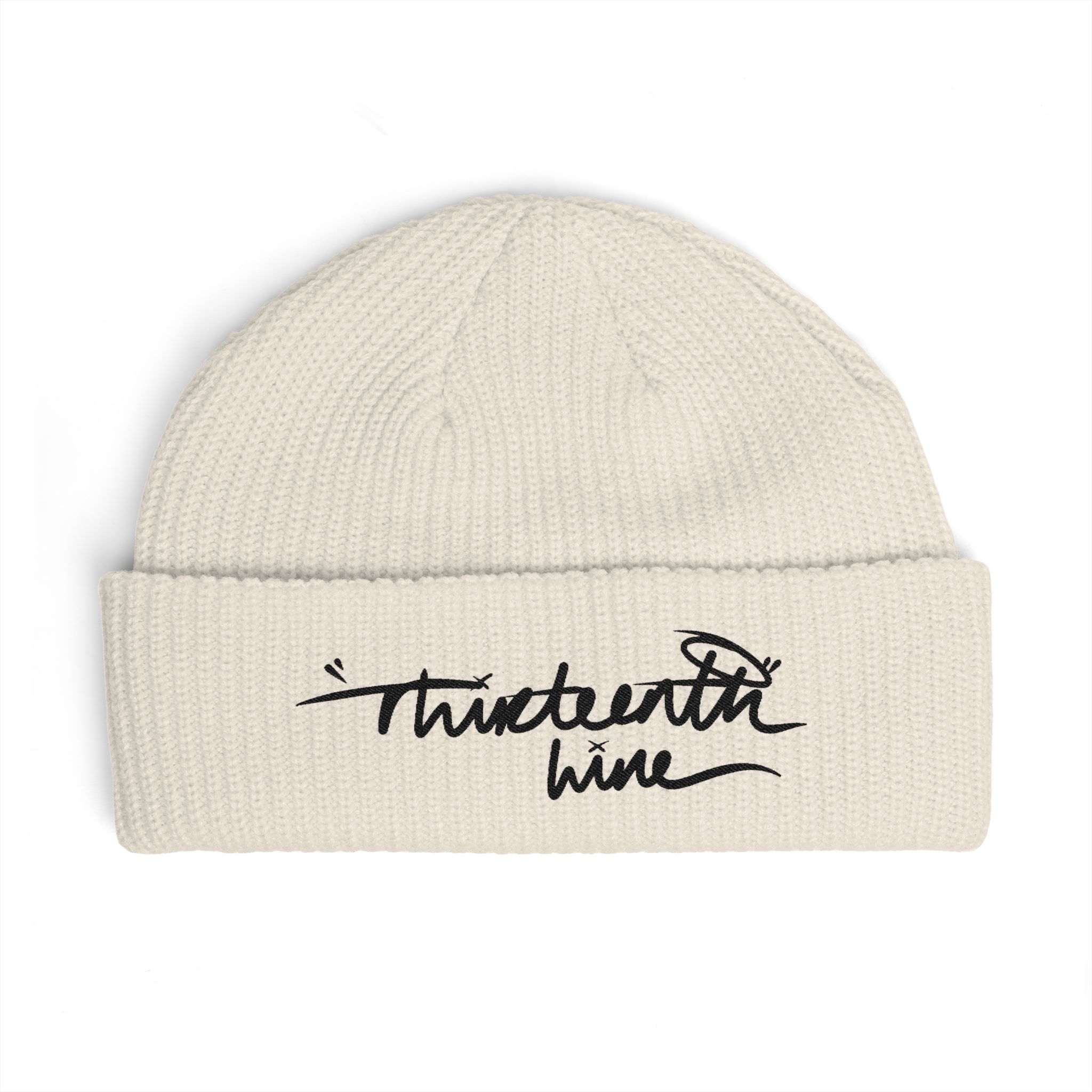 “HAND WRITING” Cuff Beanie — Handwritten 'Thirteenth Wine' Logo Knit Hat - Image 4