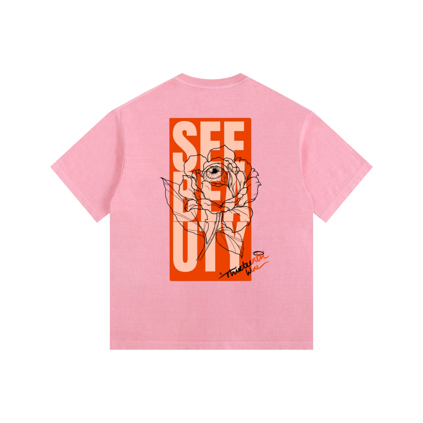 ”SEE BEAUTY” Vintage Washed Oversized Cotton T-Shirt - Image 6
