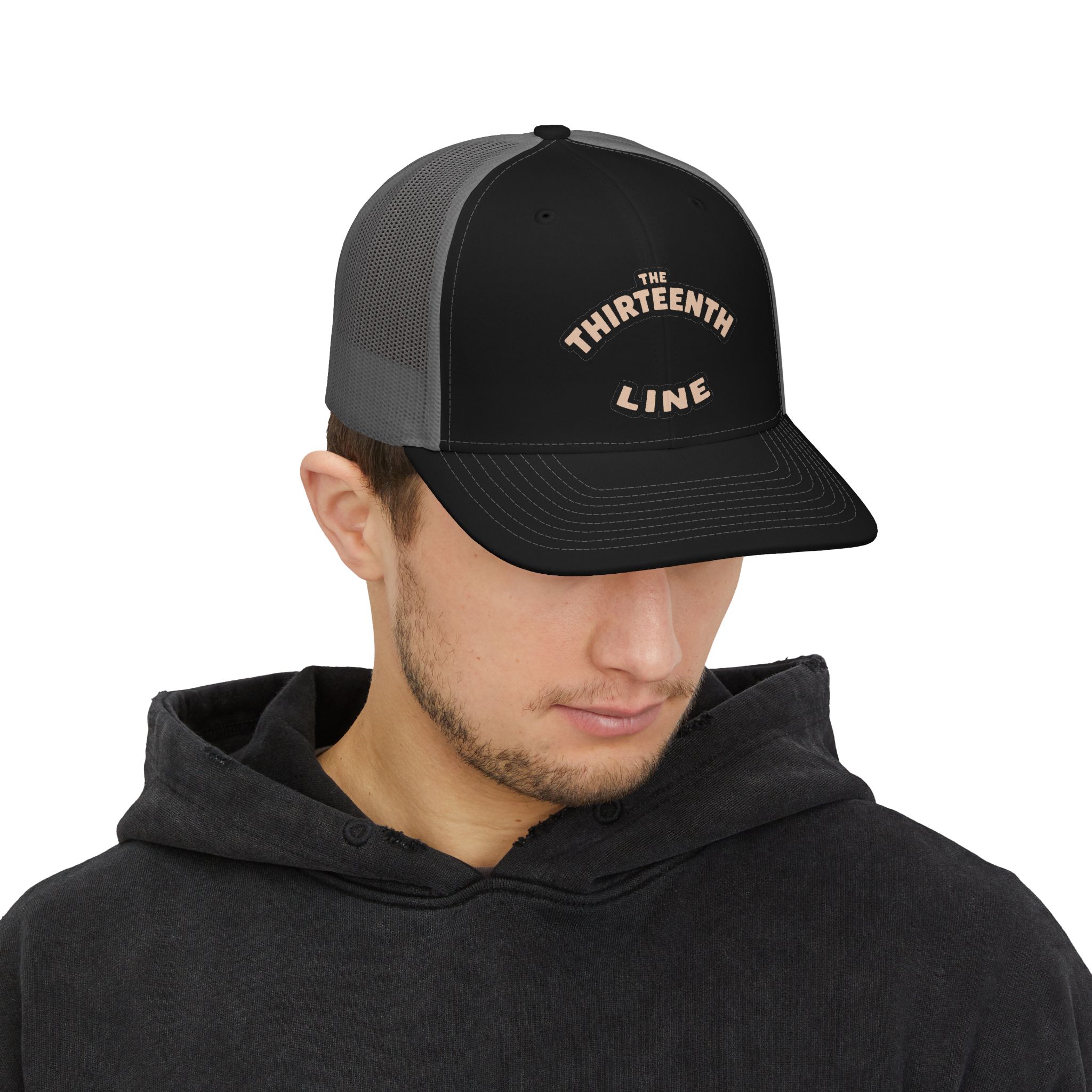 “13” Trucker Cap — 'The Unforgiven One' Red Gothic Logo