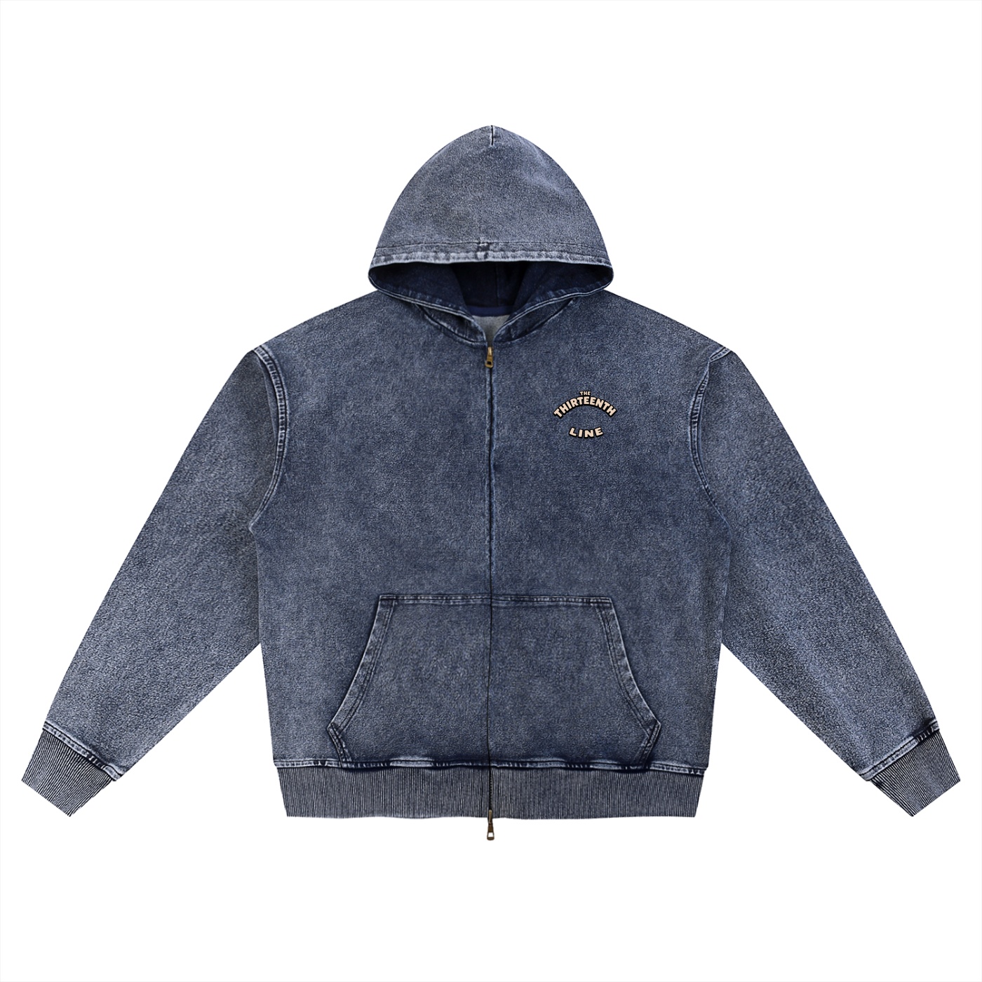 ”BOTTLE BRAIN” Snow Wash Oversized Zip-Up Hoodie - Image 4