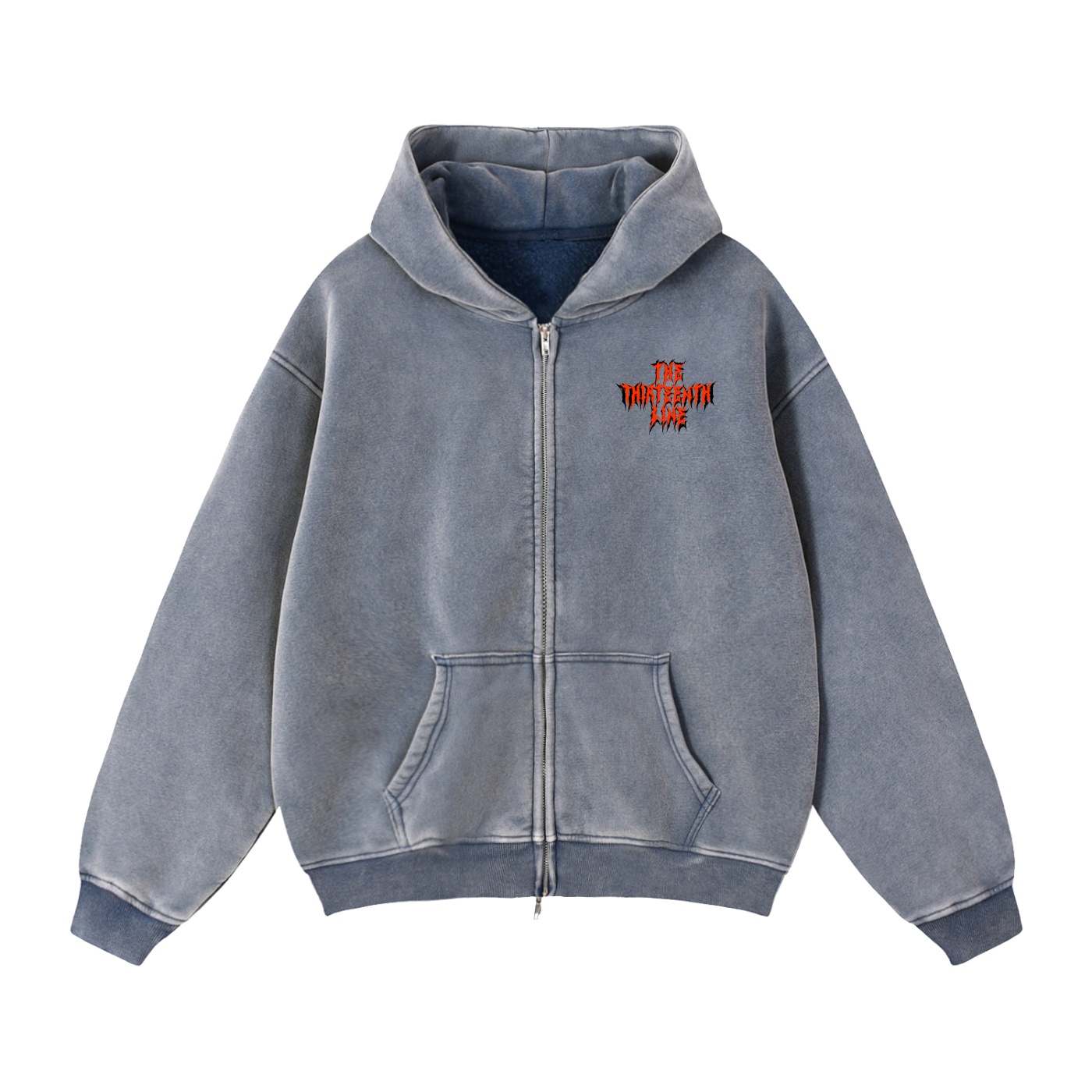 “OG RED SKULL” Zip-Through Boxy Fleece Hoodie - Image 3