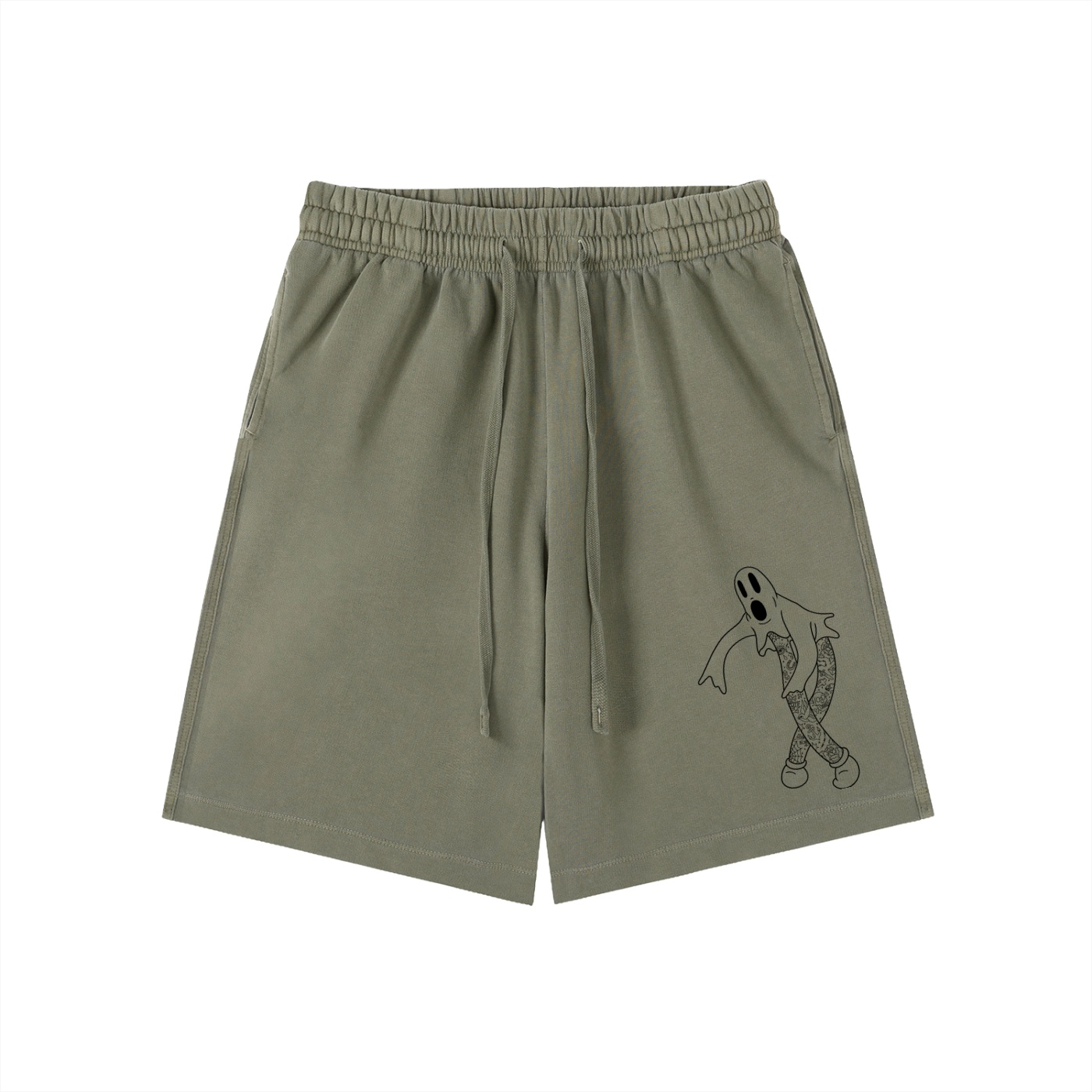 “GHOST” Vintage Wash Cotton Shorts - Image 11