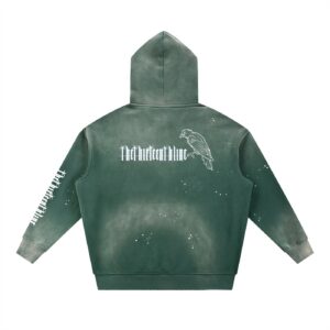 “THE CROW” Vintage Washed Frayed Fleece Hoodie