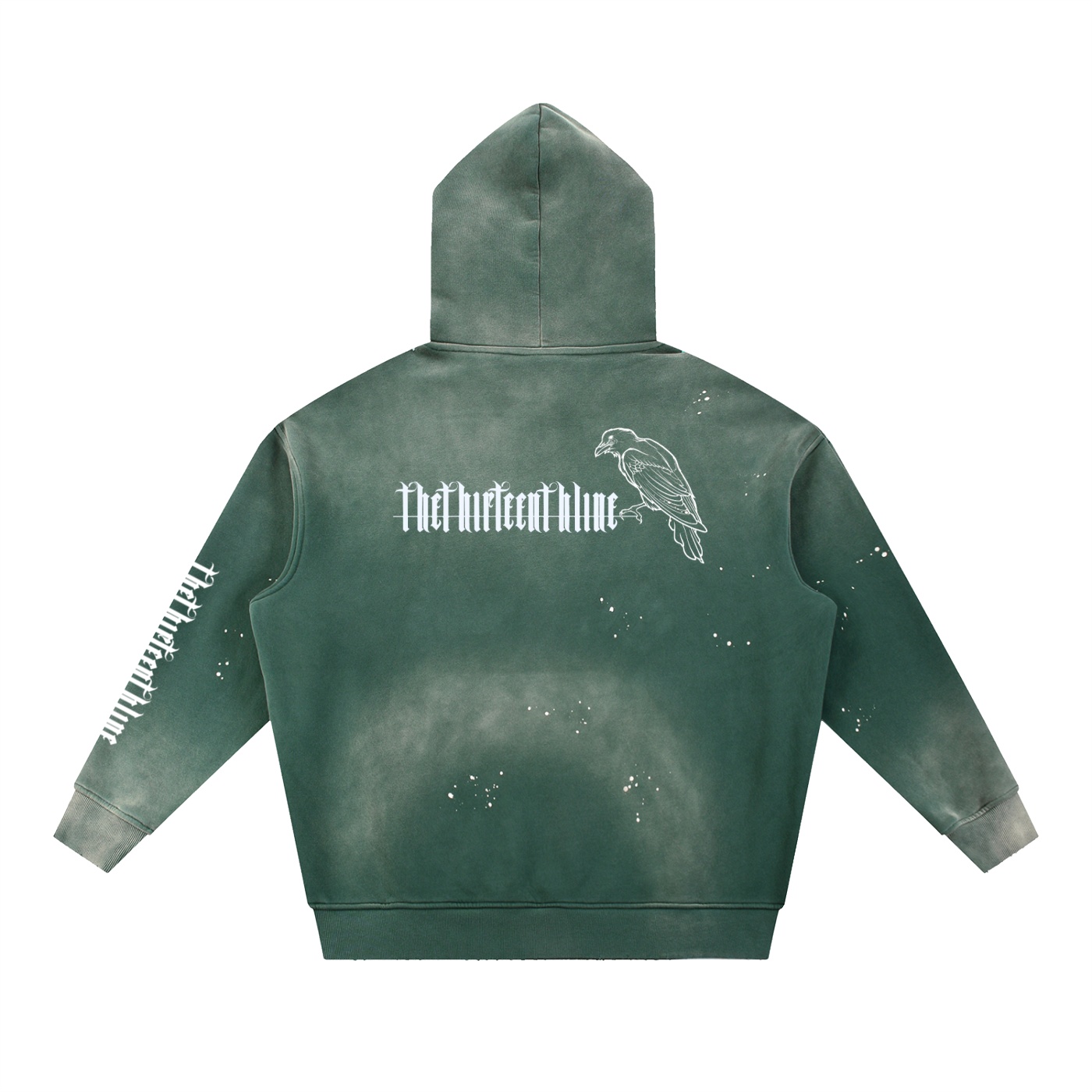 “THE CROW” Vintage Washed Frayed Fleece Hoodie