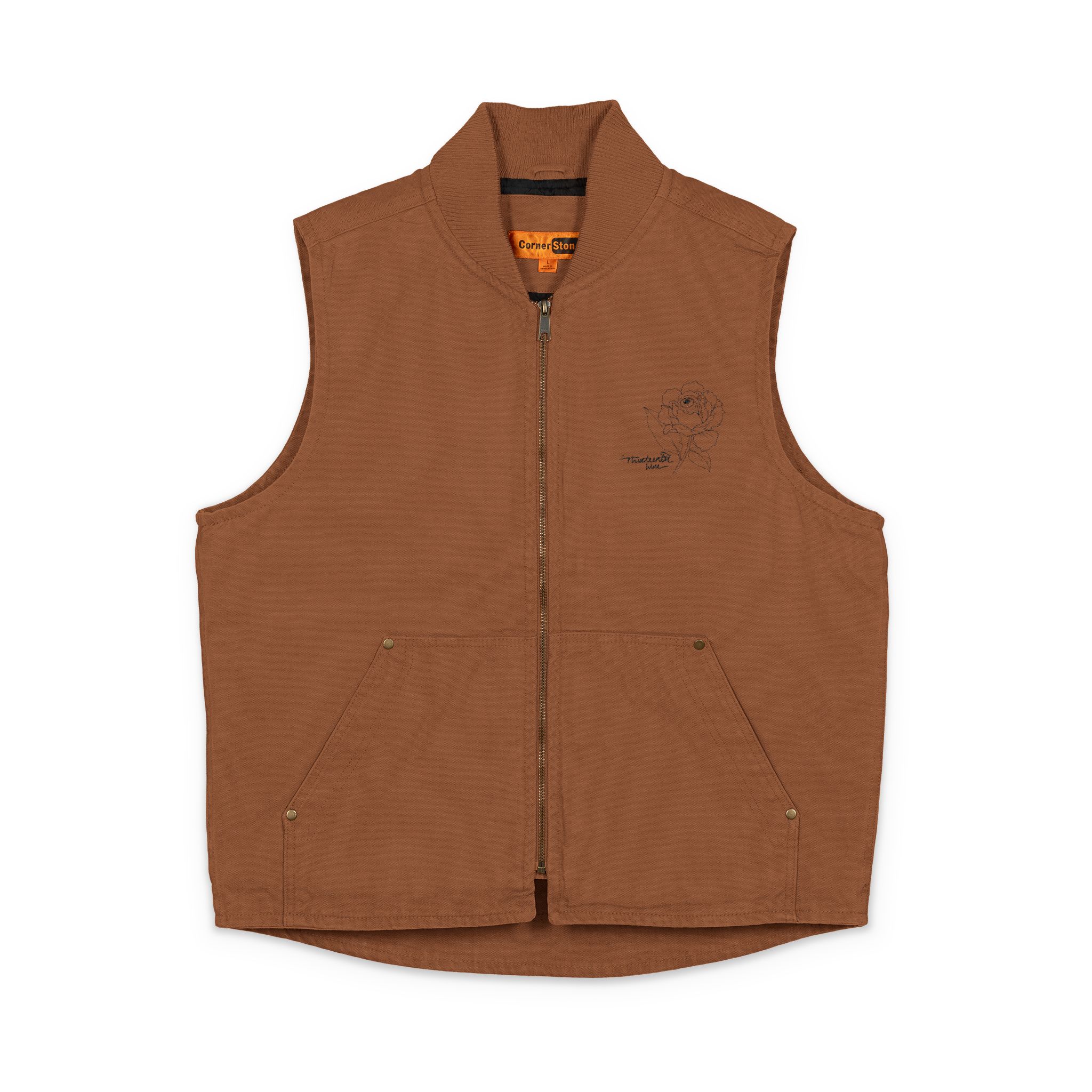 “Bloom” Embroidered Washed Duck Cloth Work Vest — Rugged Outdoor Utility Vest