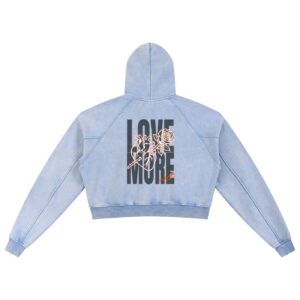 ”LOVE MORE” Snow Washed Cropped Hoodie