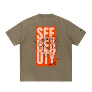 ”SEE BEAUTY” Heavyweight Vintage Washed Frayed T-Shirt