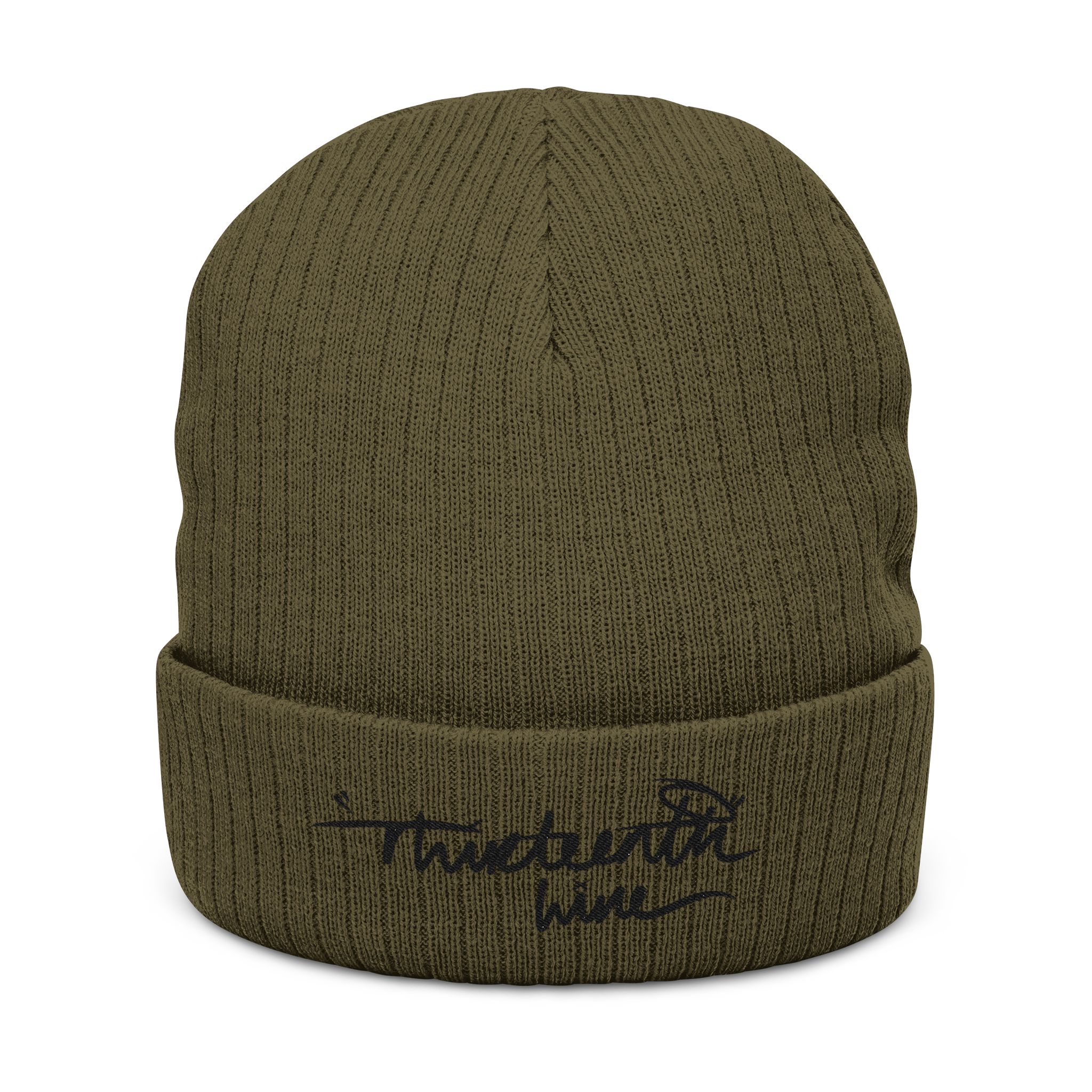 “Hand written”Embroidered Ribbed Knit Beanie — Cozy Winter Cuffed Hat - Image 11