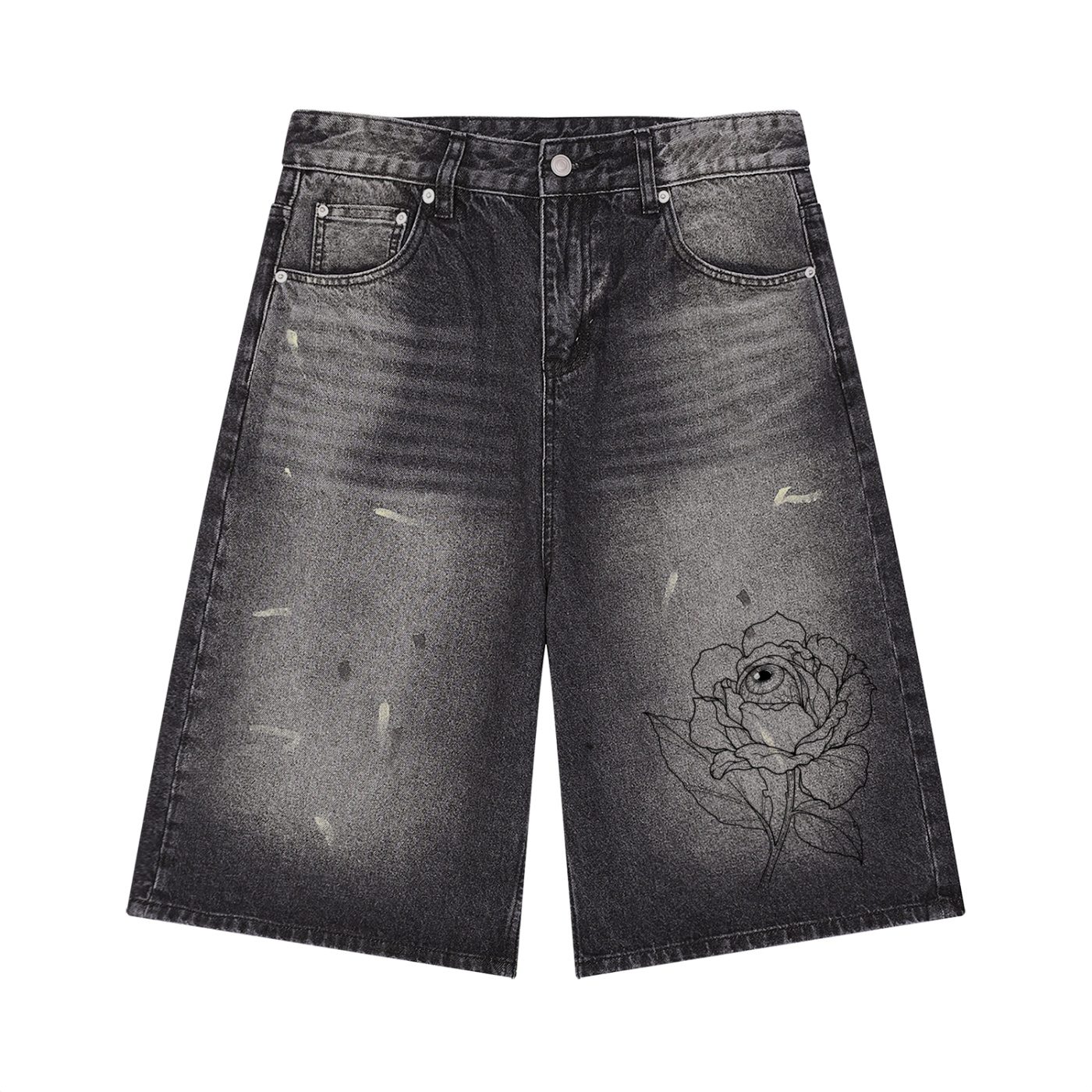 “CUSTOM 13” Men’s Vintage Wash Wide Leg Denim Shorts