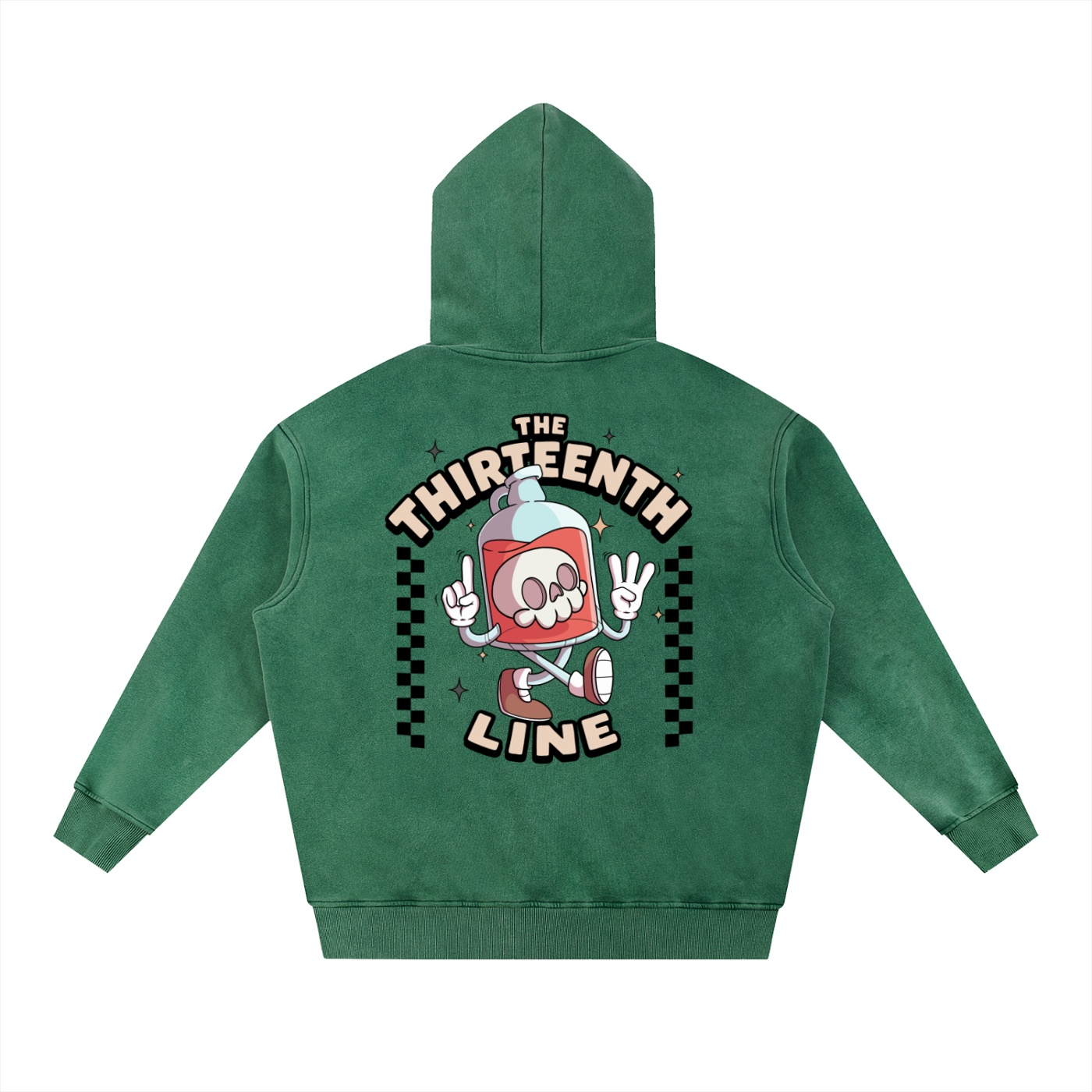“BOTTLE BRAIN” Snow Wash Fleece Oversize Hoodie - Image 8