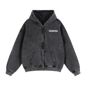“THE CROW” Zip-Through Boxy Fleece Hoodie