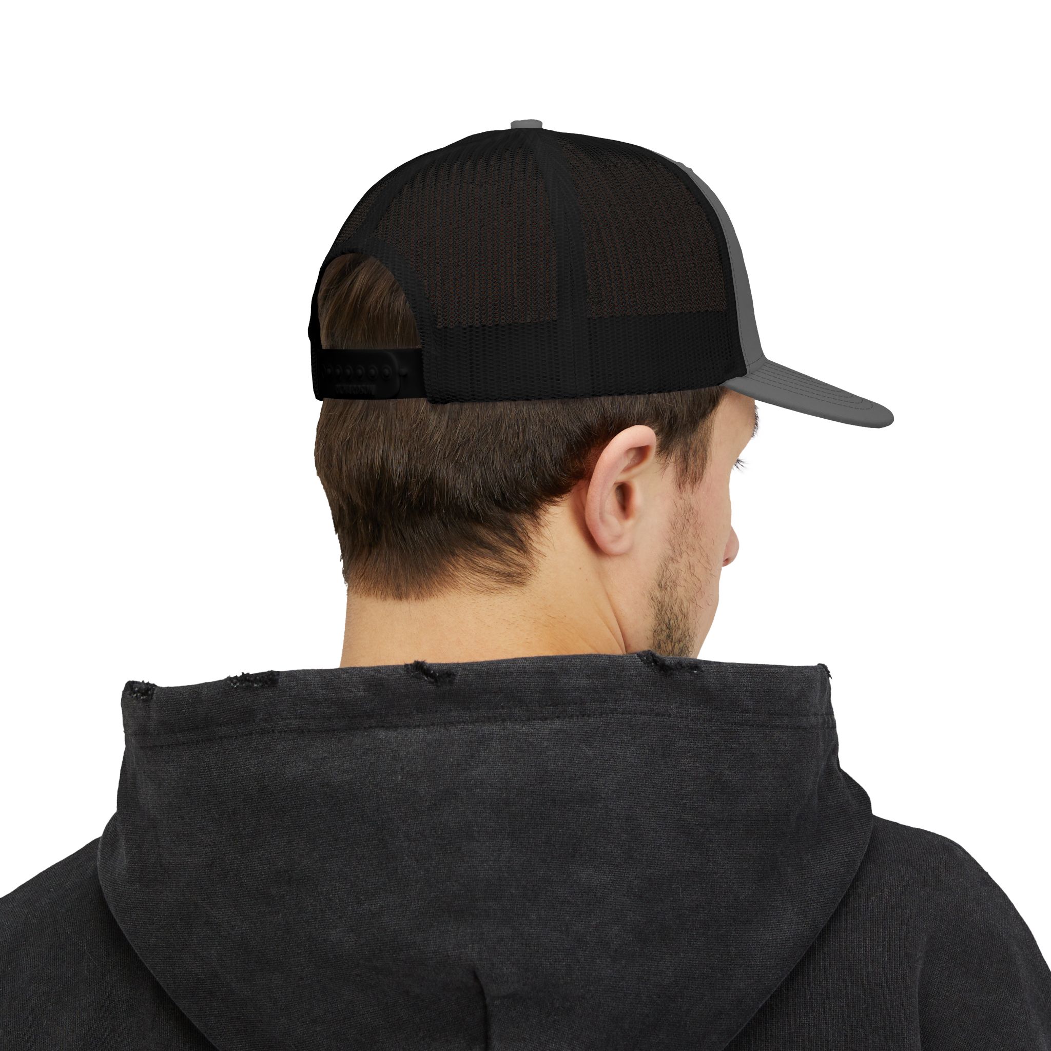 “13” Trucker Cap — 'The Unforgiven One' Red Gothic Logo - Image 6