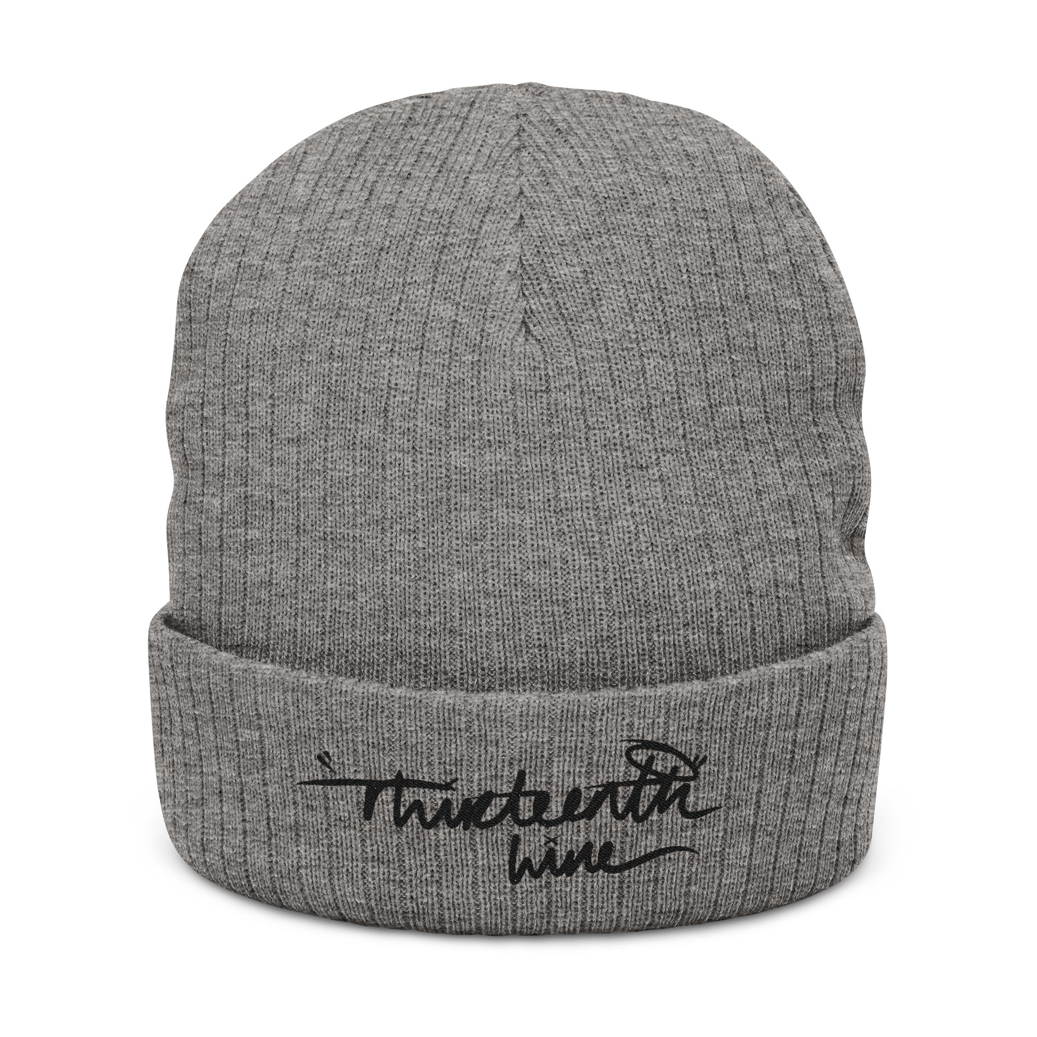 “Hand written”Embroidered Ribbed Knit Beanie — Cozy Winter Cuffed Hat - Image 5