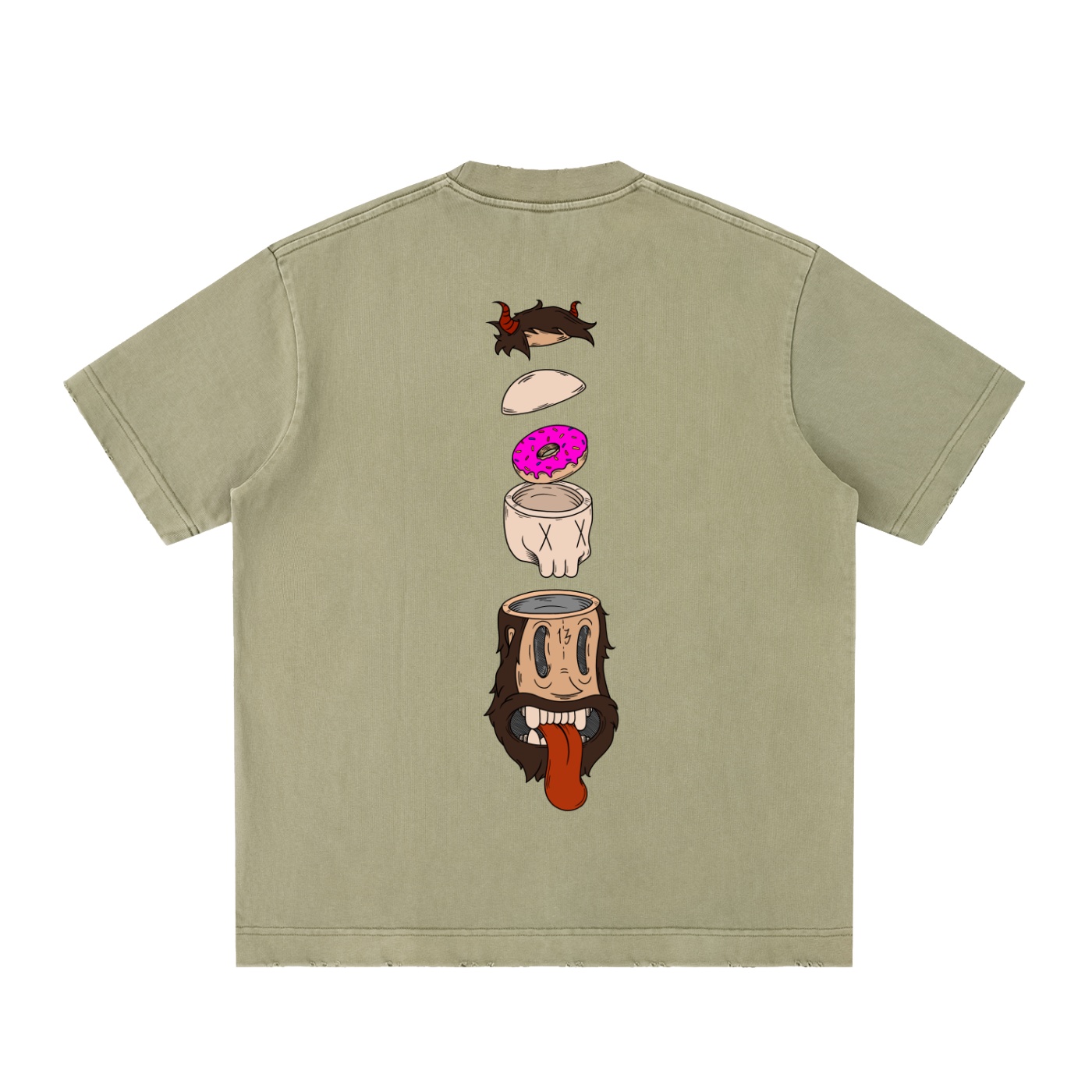 ”SPLIT” Heavyweight Vintage Washed Frayed T-Shirt - Image 8