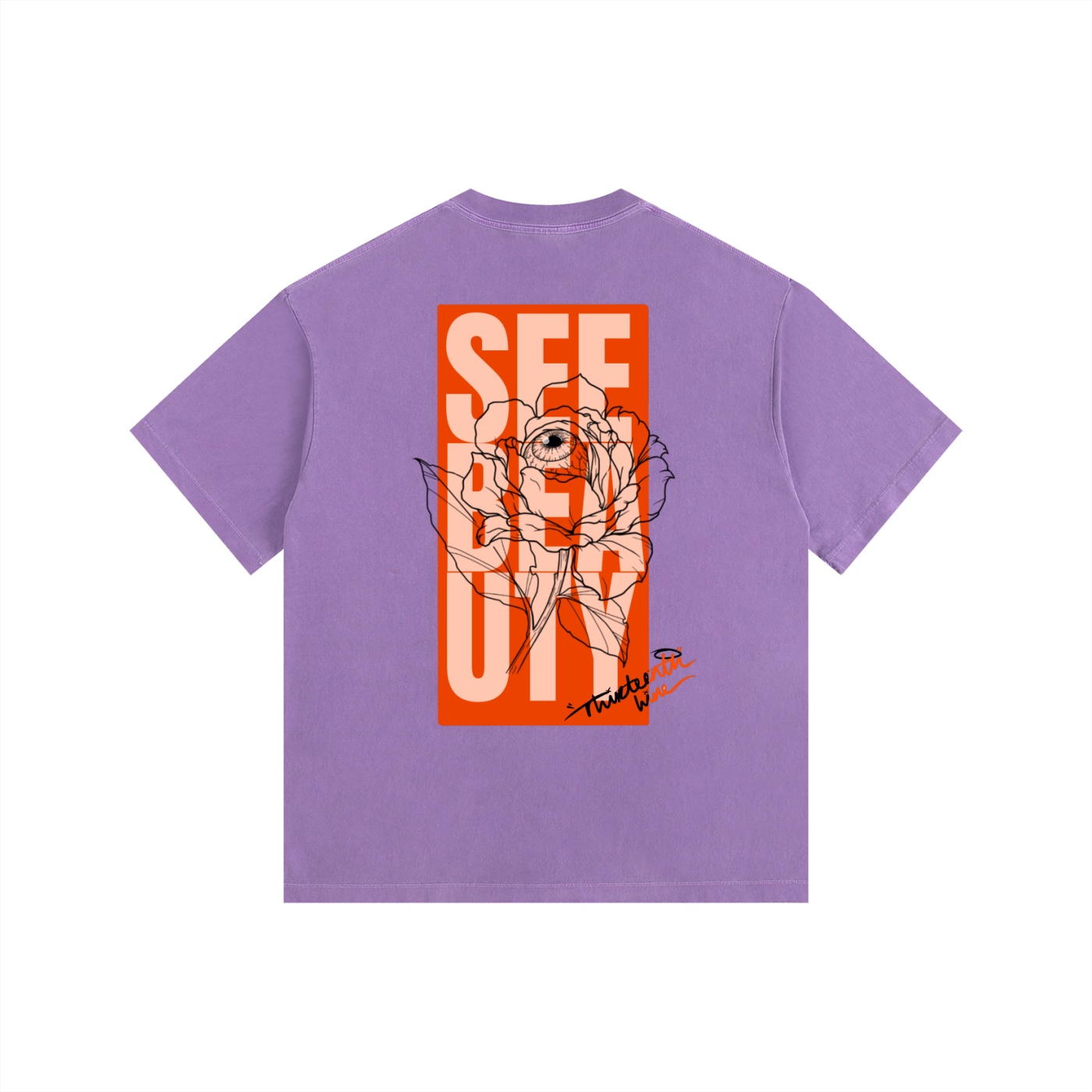 ”SEE BEAUTY” Vintage Washed Oversized Cotton T-Shirt - Image 12