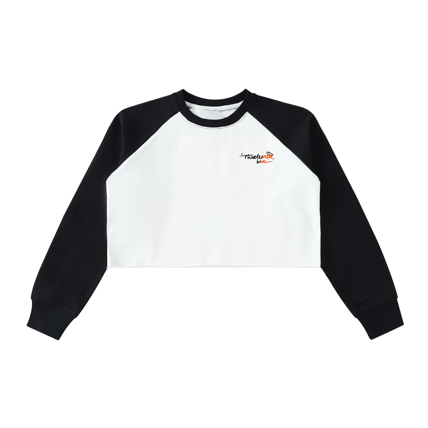 ”SEE BEAUTY” Raw-Hem Color-Block Raglan Crop Sweatshirt - Image 2