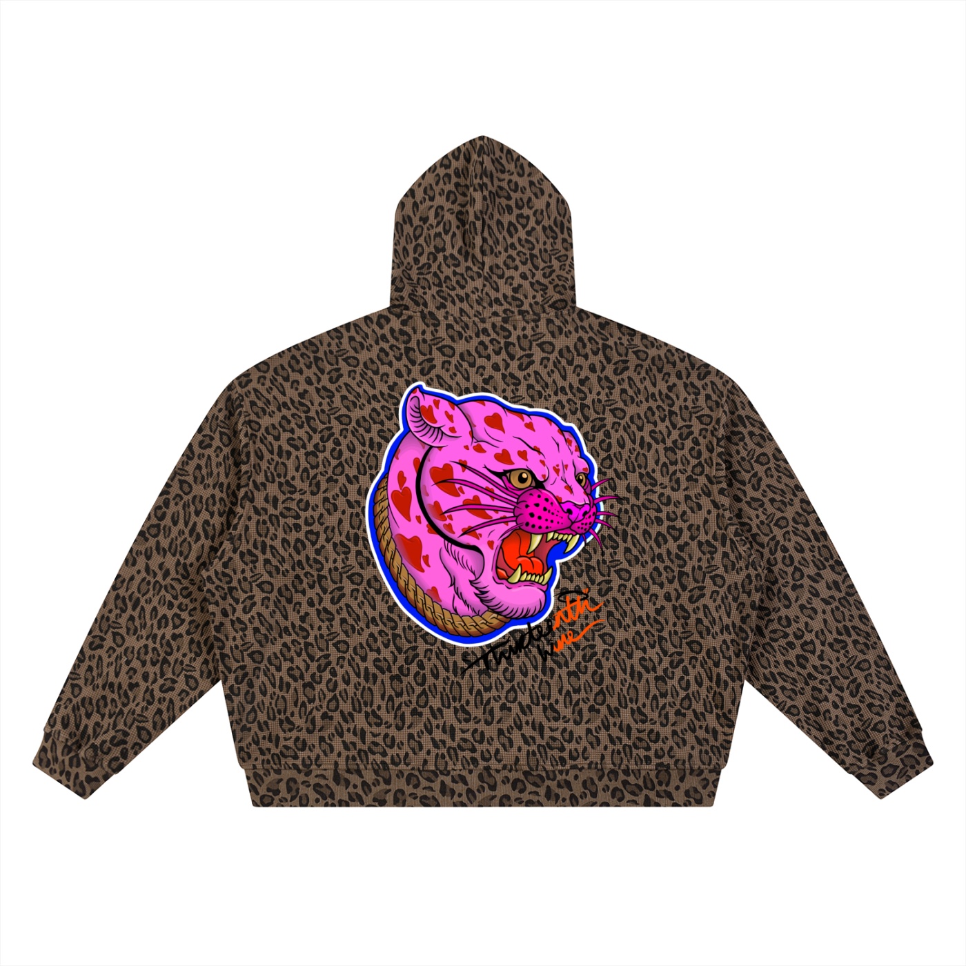 ”PINK PANTHER” Unisex Leopard Print Waffle Full Zip Hoodie - Image 6