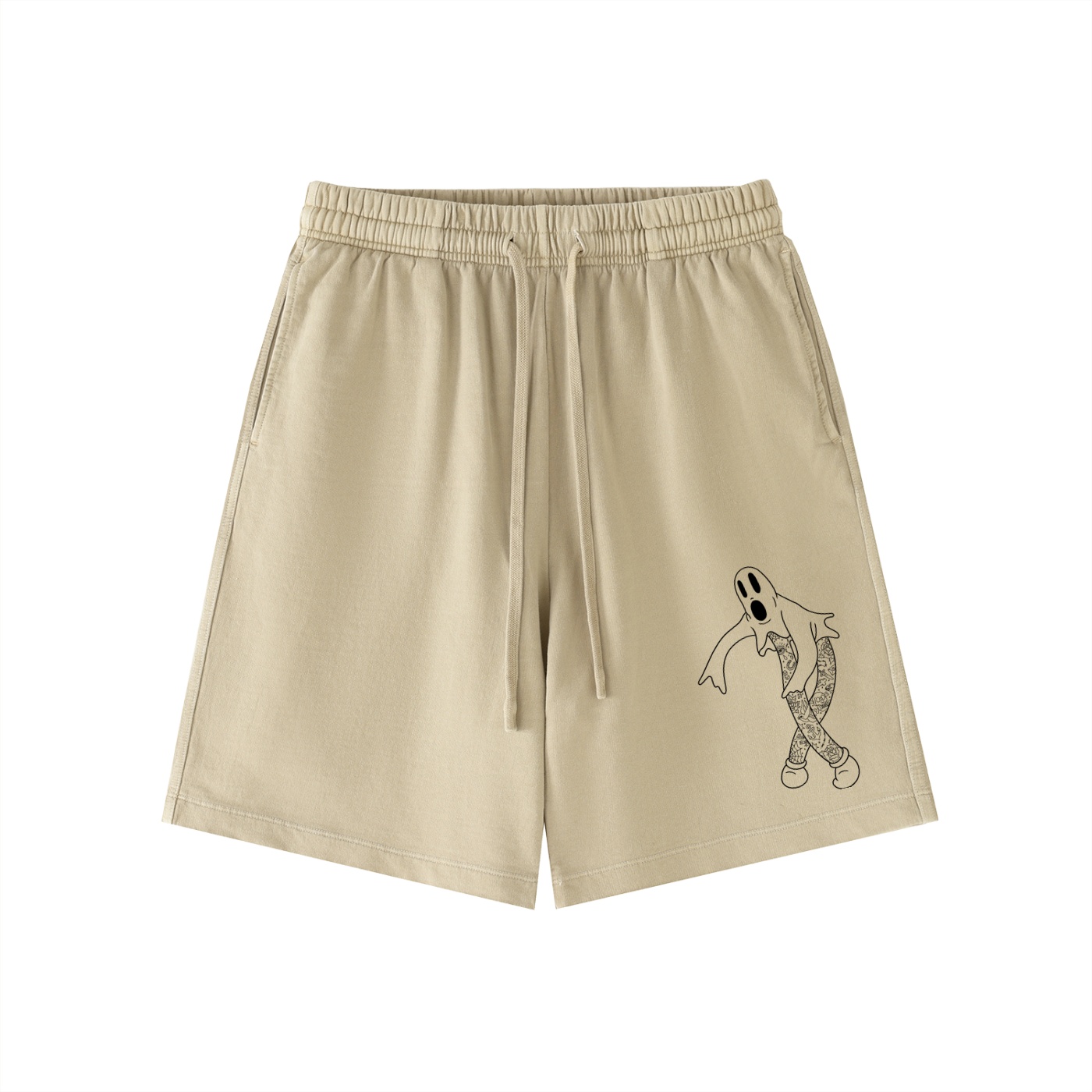 “GHOST” Vintage Wash Cotton Shorts - Image 3