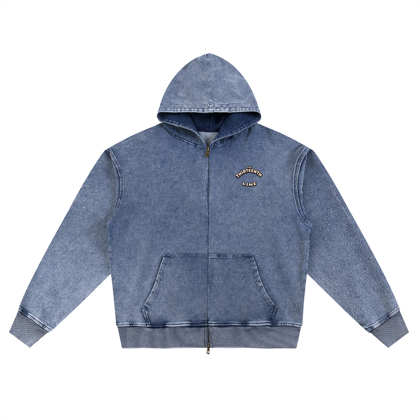 ”BOTTLE BRAIN” Snow Wash Oversized Zip-Up Hoodie - Image 3