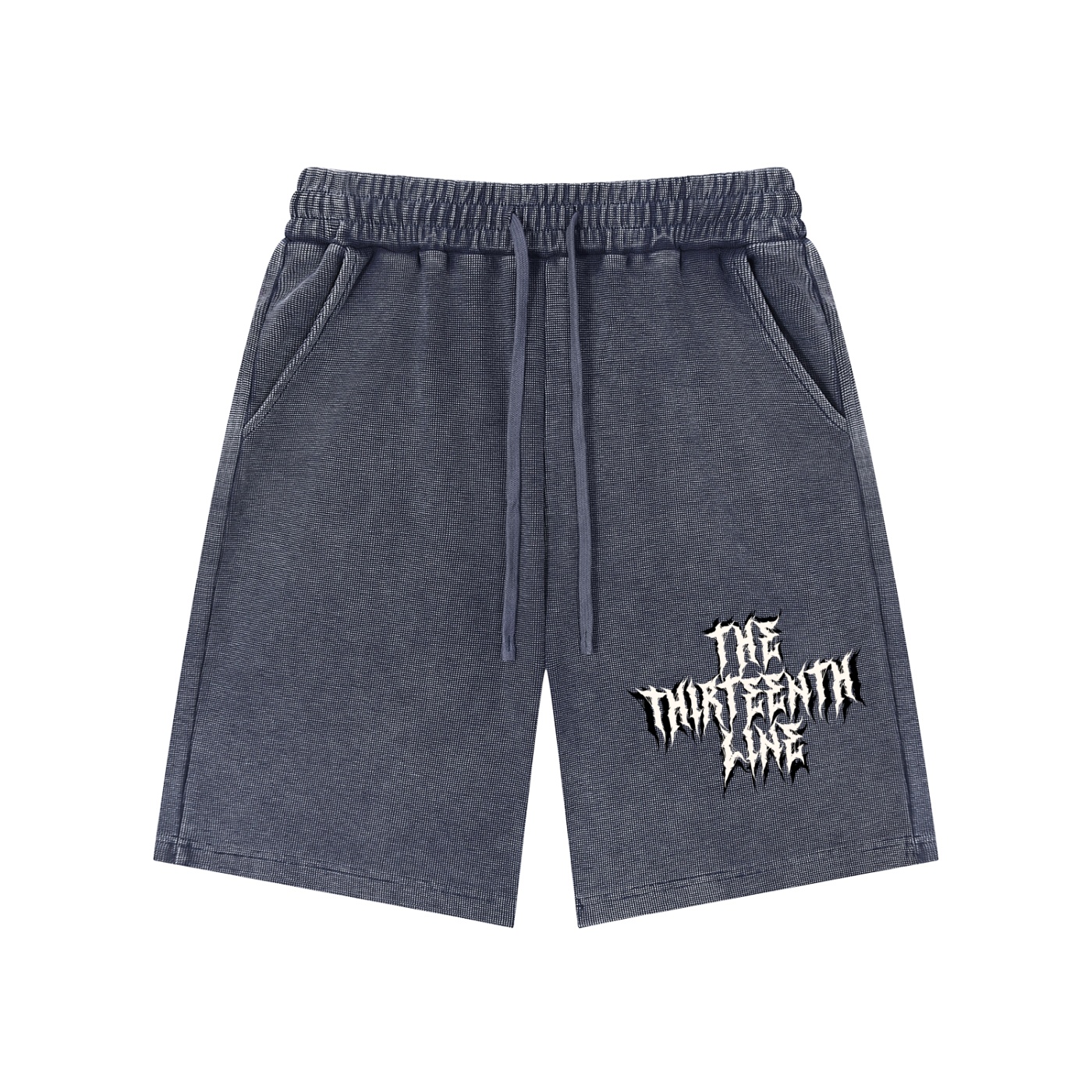 ’THIRTEEN” Mineral Wash Waffle Knit Shorts - Image 3