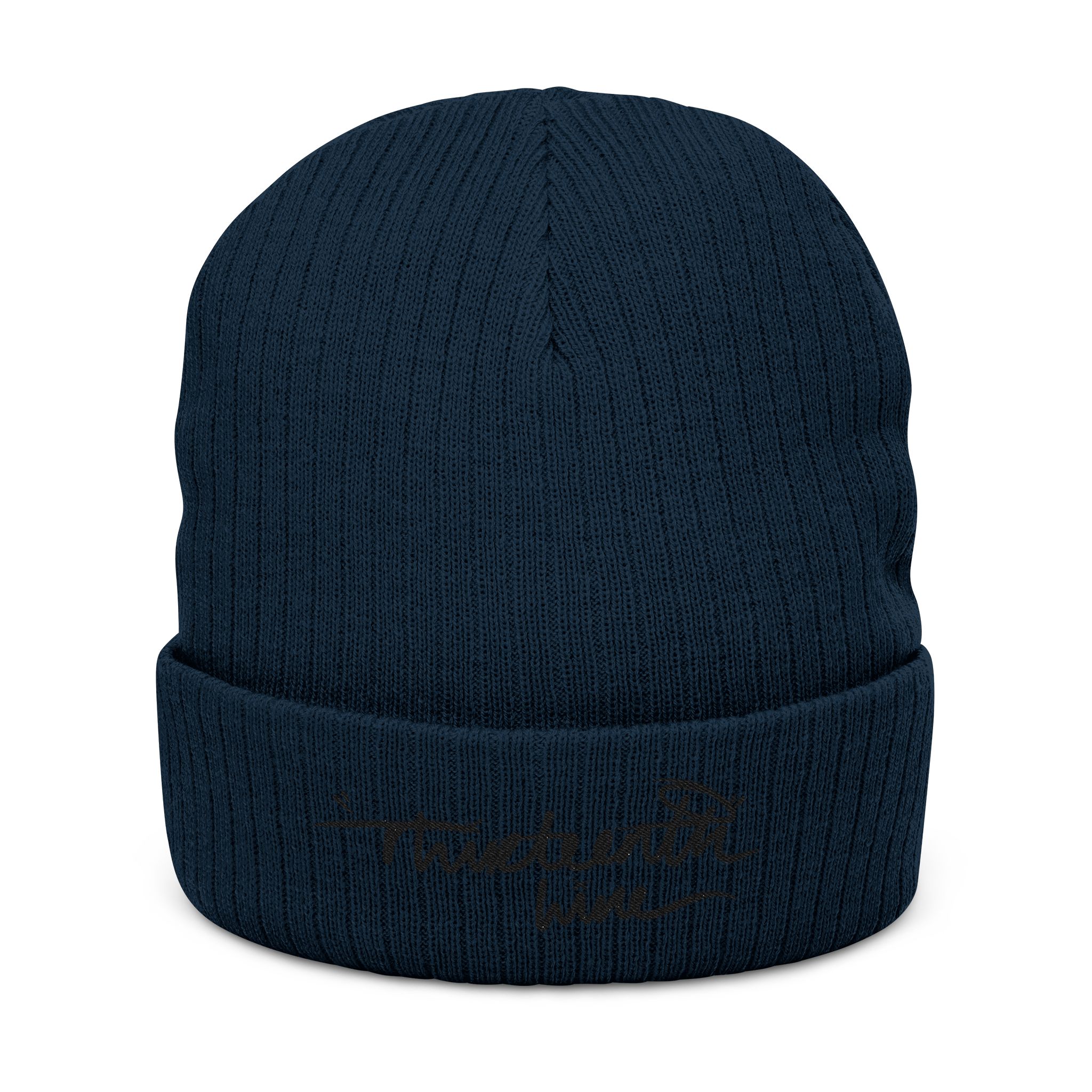 “Hand written”Embroidered Ribbed Knit Beanie — Cozy Winter Cuffed Hat - Image 16