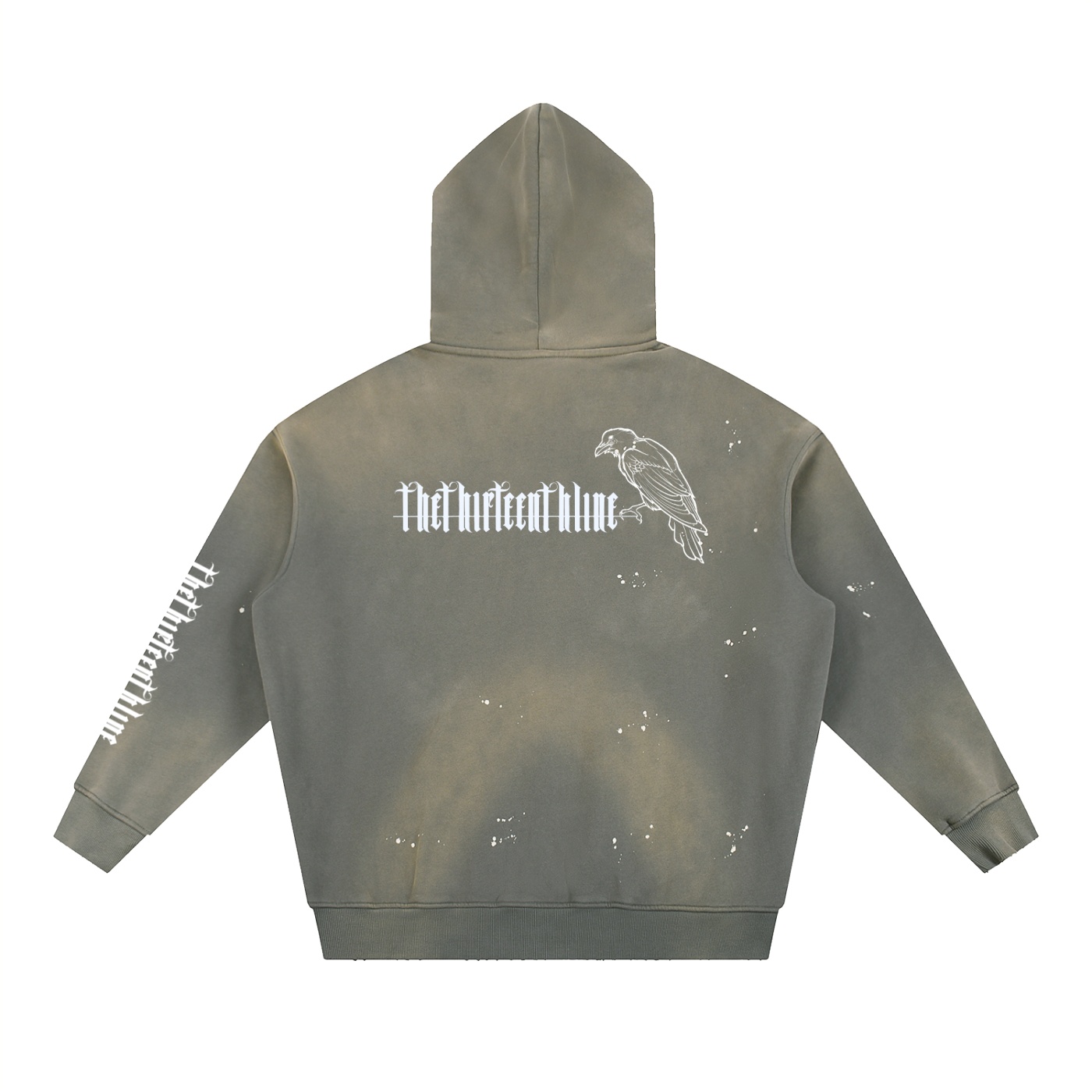“THE CROW” Vintage Washed Frayed Fleece Hoodie - Image 4