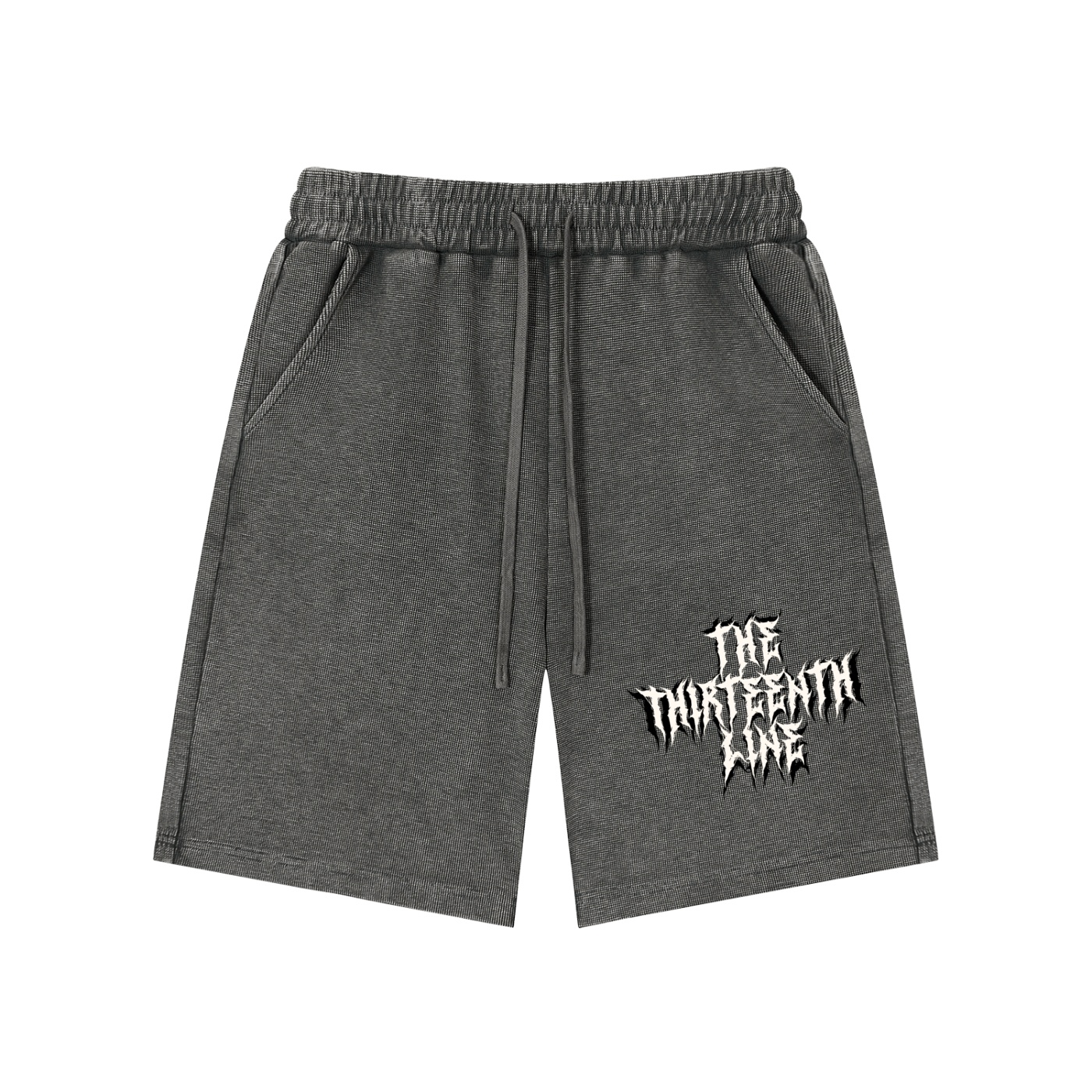 ’THIRTEEN” Mineral Wash Waffle Knit Shorts - Image 5