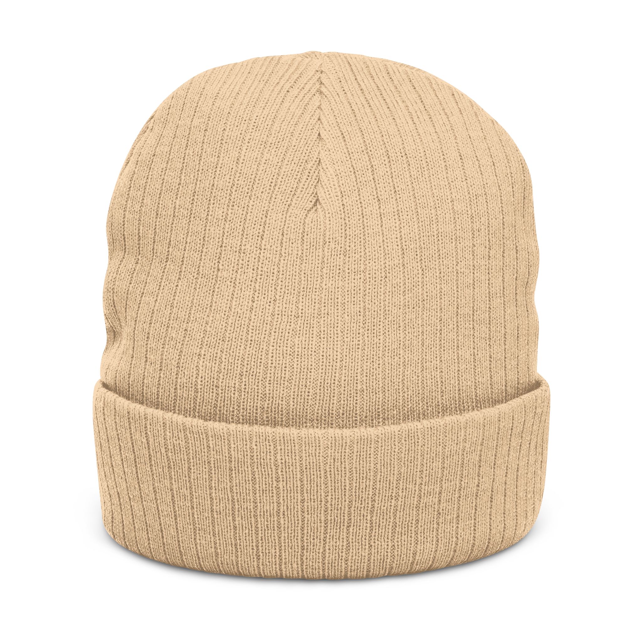 “Hand written”Embroidered Ribbed Knit Beanie — Cozy Winter Cuffed Hat - Image 2